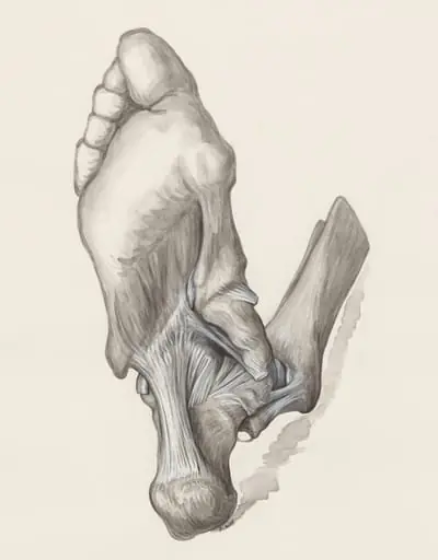 Muscular tissue of the heel, seen from below
