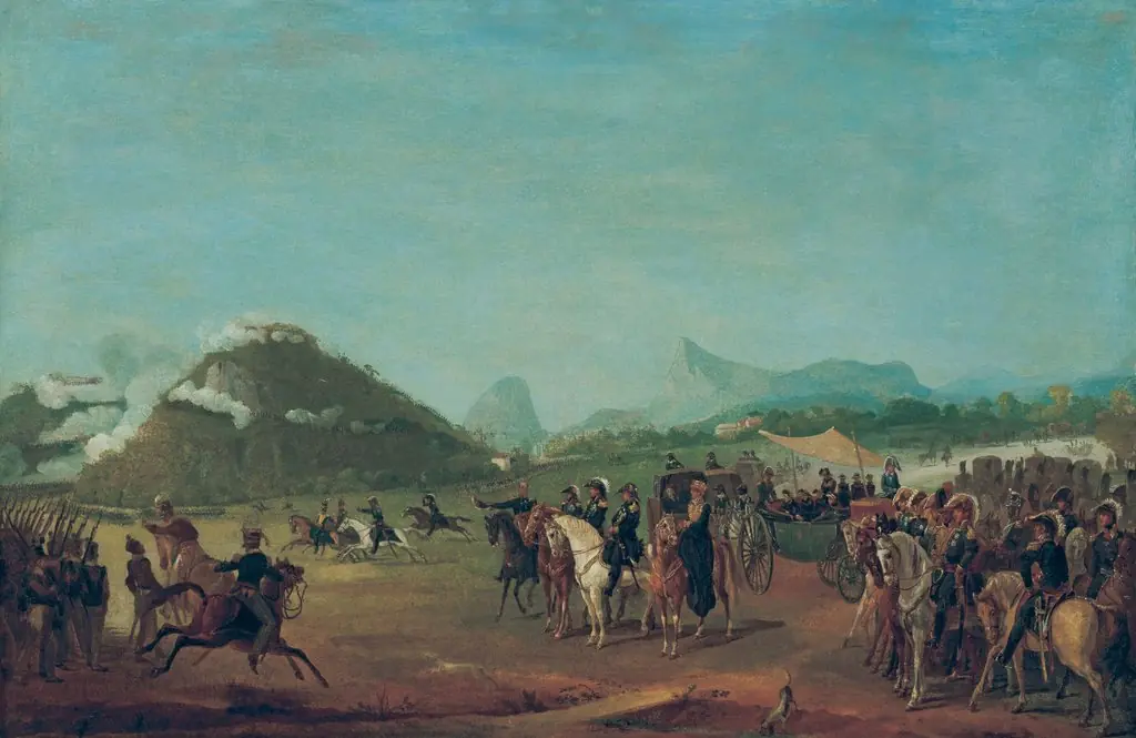 Revista das tropas destinadas a Montevidéu, na Praia Grande
