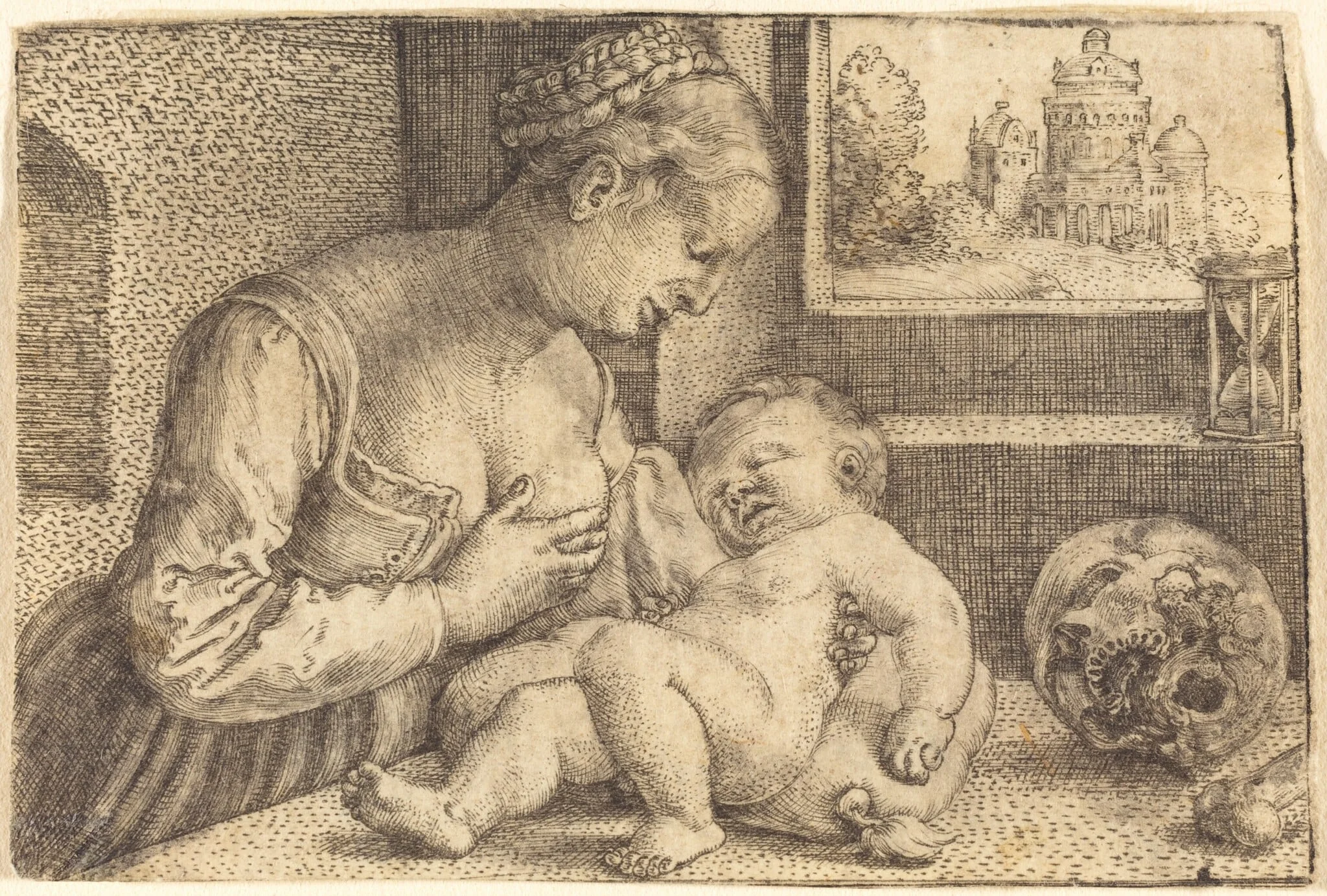 Madonna with Skull, by Barthel Beham, ink, 1529