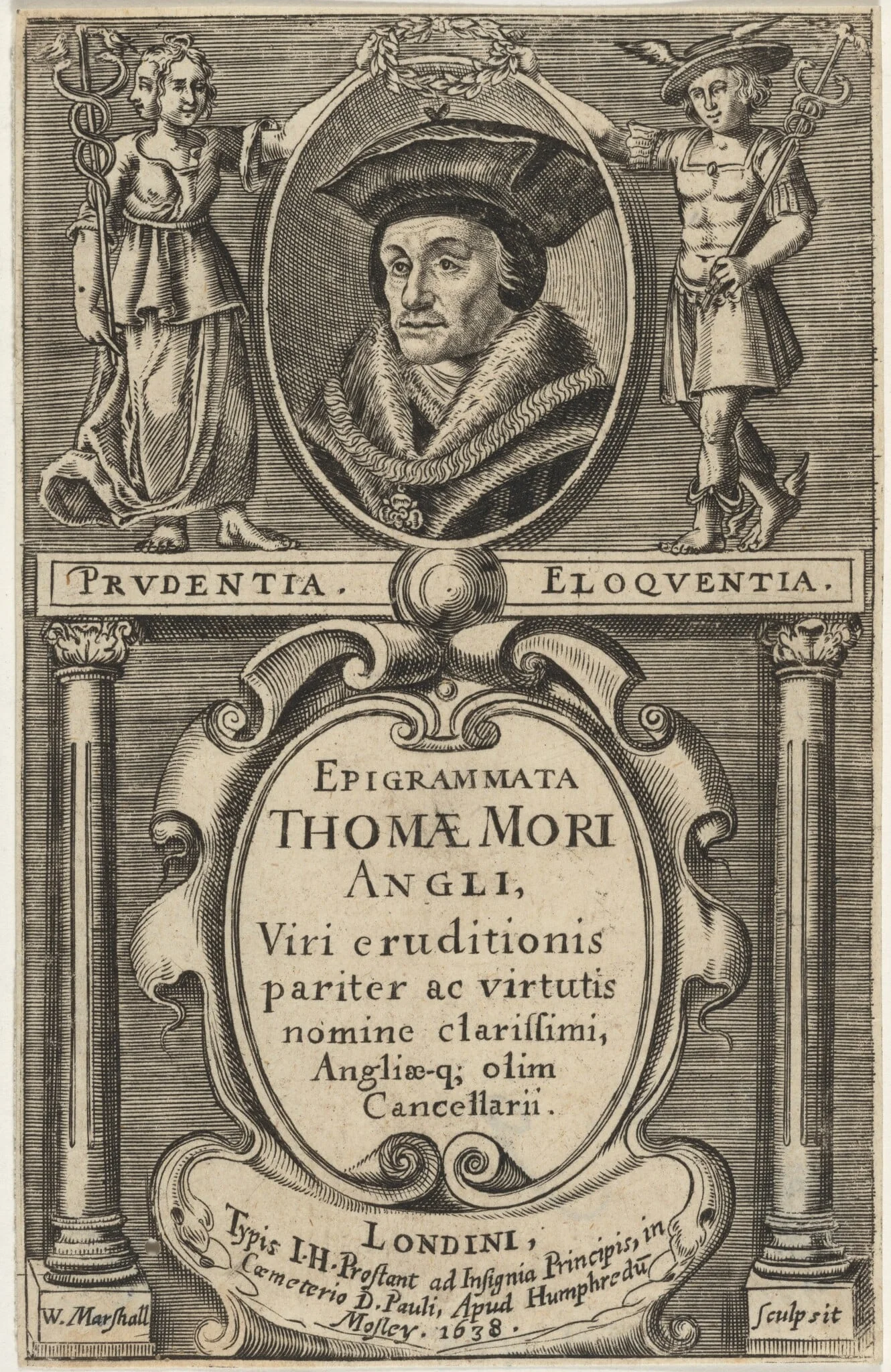 Sir Thomas More, Epigrammata, by William Marshall, ink, 1638