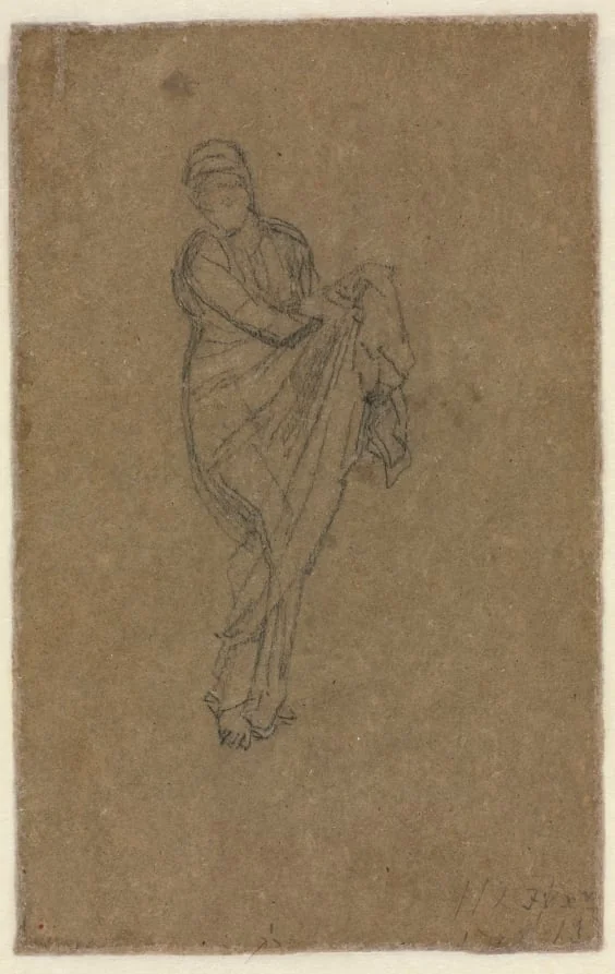 Standing Woman Holding Up Her Dress (verso), by James McNeill Whistler, 1872