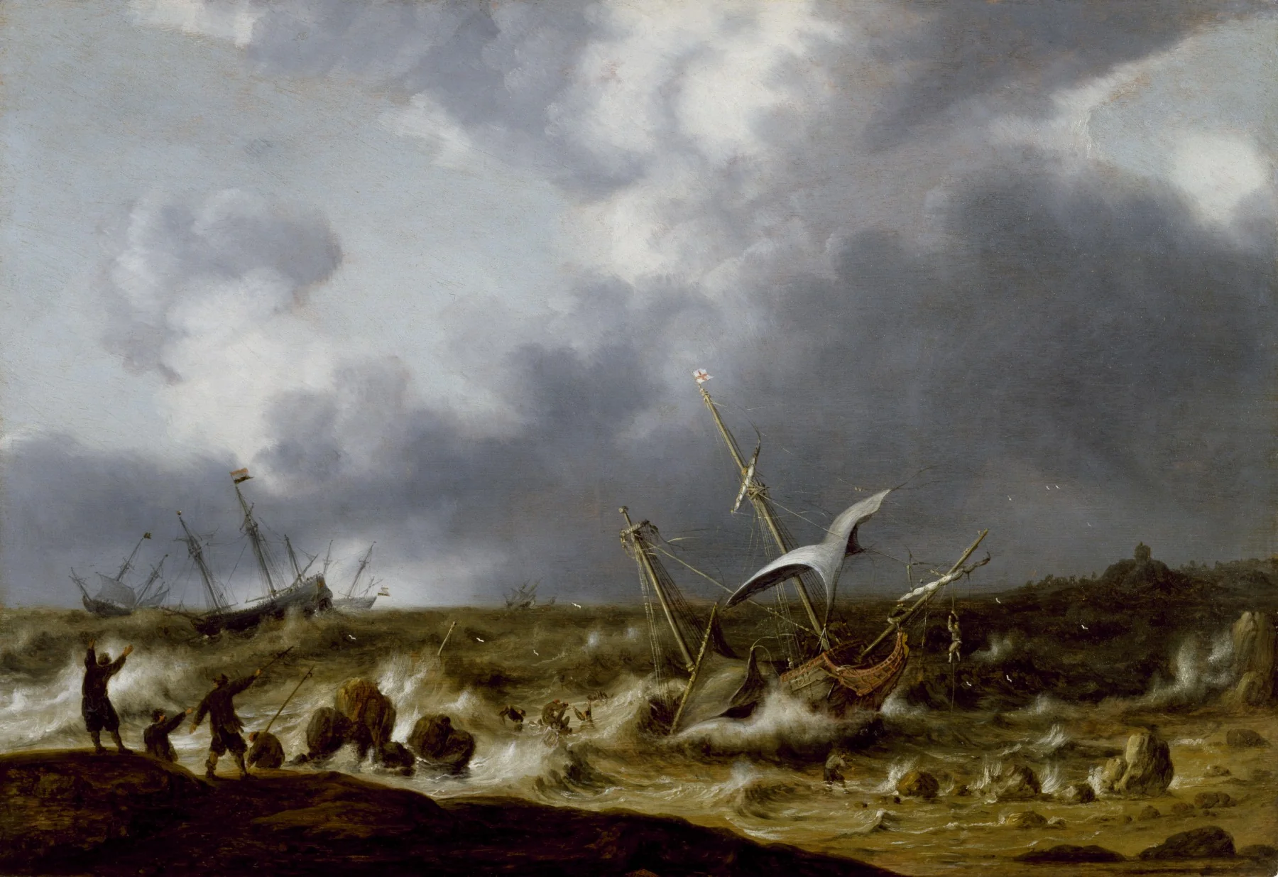 Shipwreck in a Storm, by Willem van Diest, oil, 1629