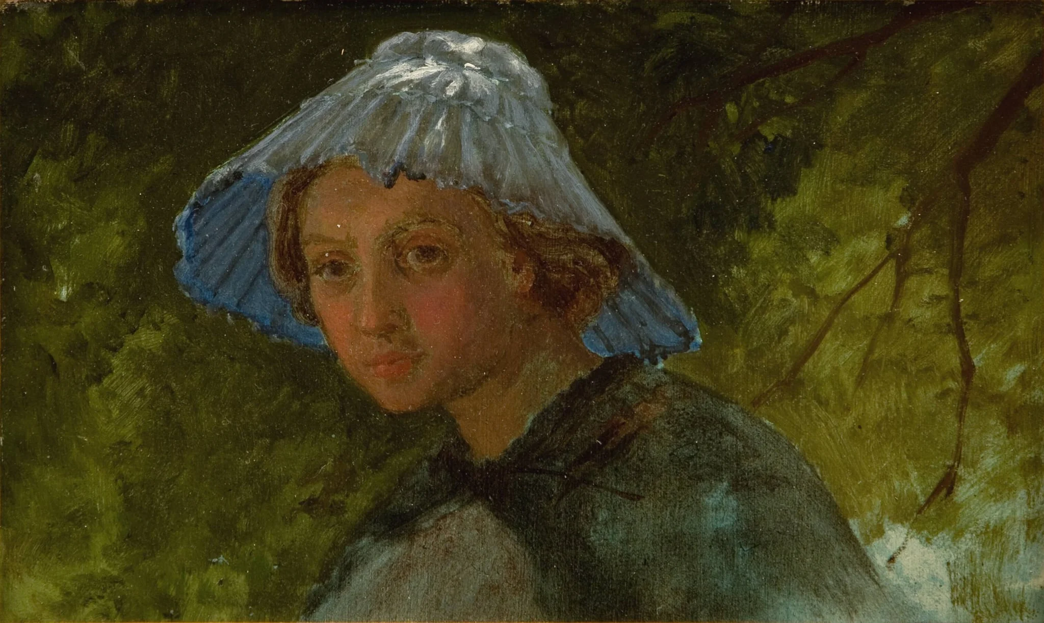 Fru Lina Frølich med solhat, by Unknown, 1859