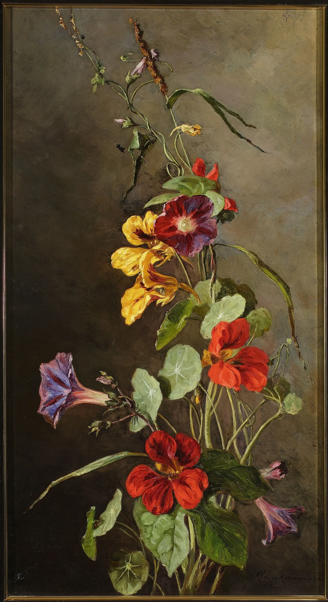 Flowers – Nasturtiums, by Maria Klass-Kazanowska, oil, 1898
