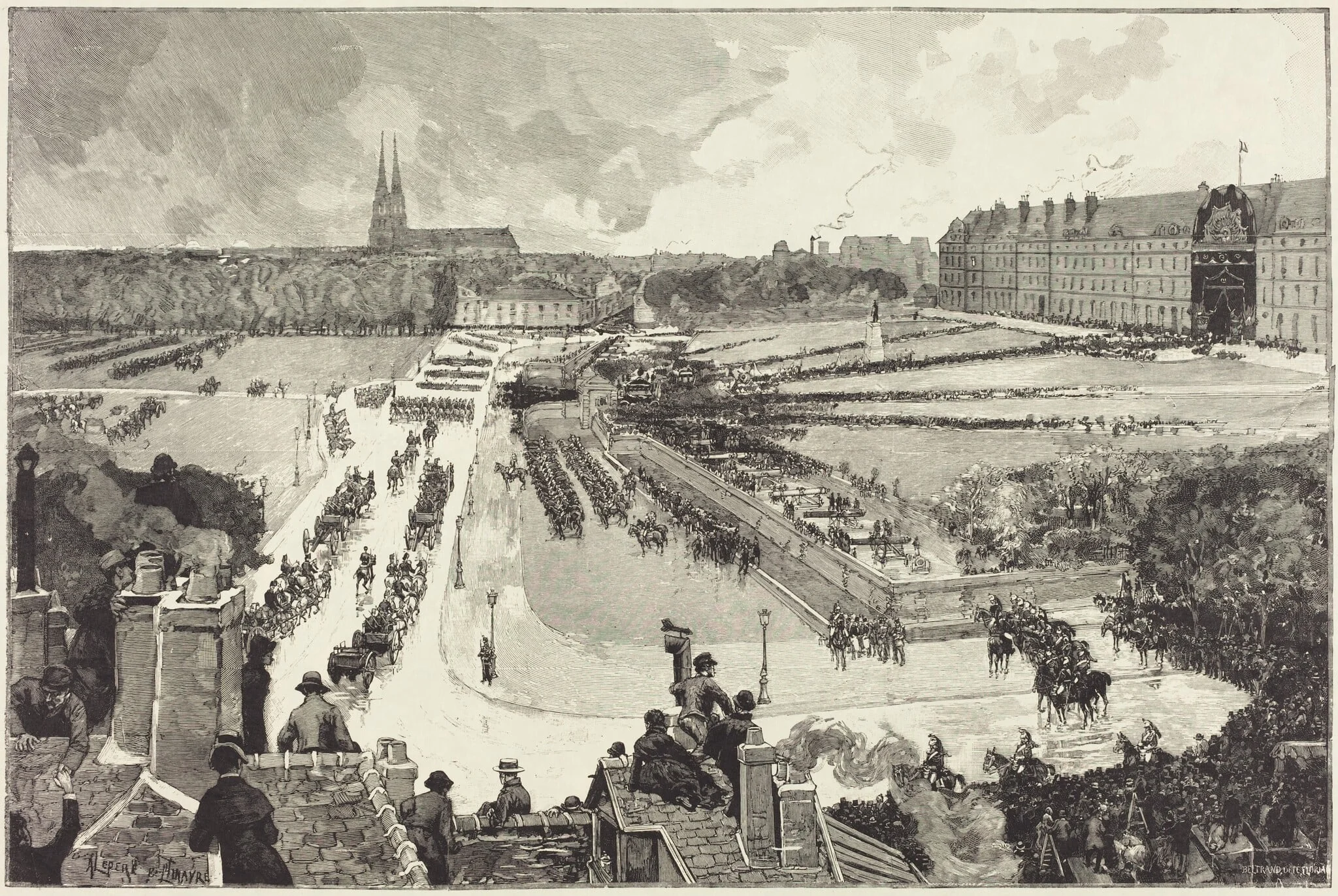 Les Honneurs militaires rendus à la Depouille mortelle de L'Amiral Courbet, by Auguste Lepère, ink, 1885