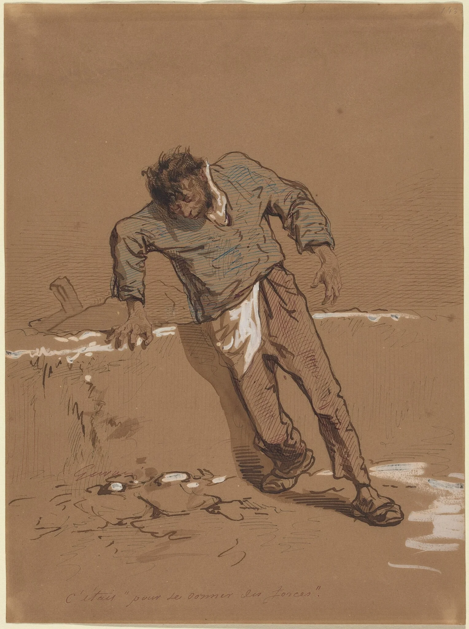 C'etais "pour se donner des forces", by Paul Gavarni, ink, 1845