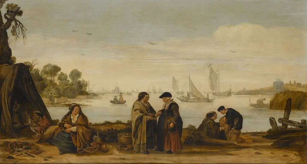 River landcape with gypsies
