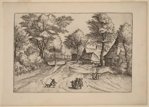 Village Road with Farm and Sheds