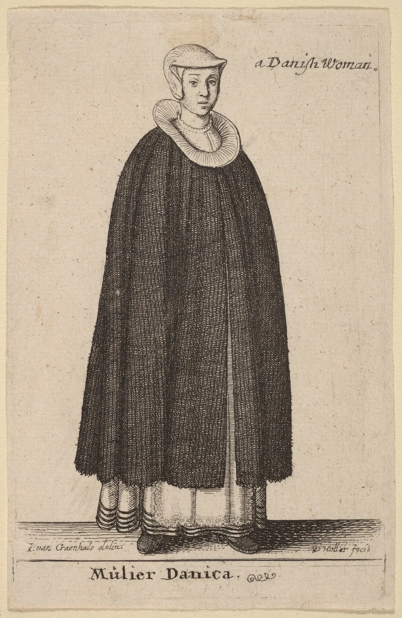 Mulier Danica, by Wenceslaus Hollar, ink, 1643