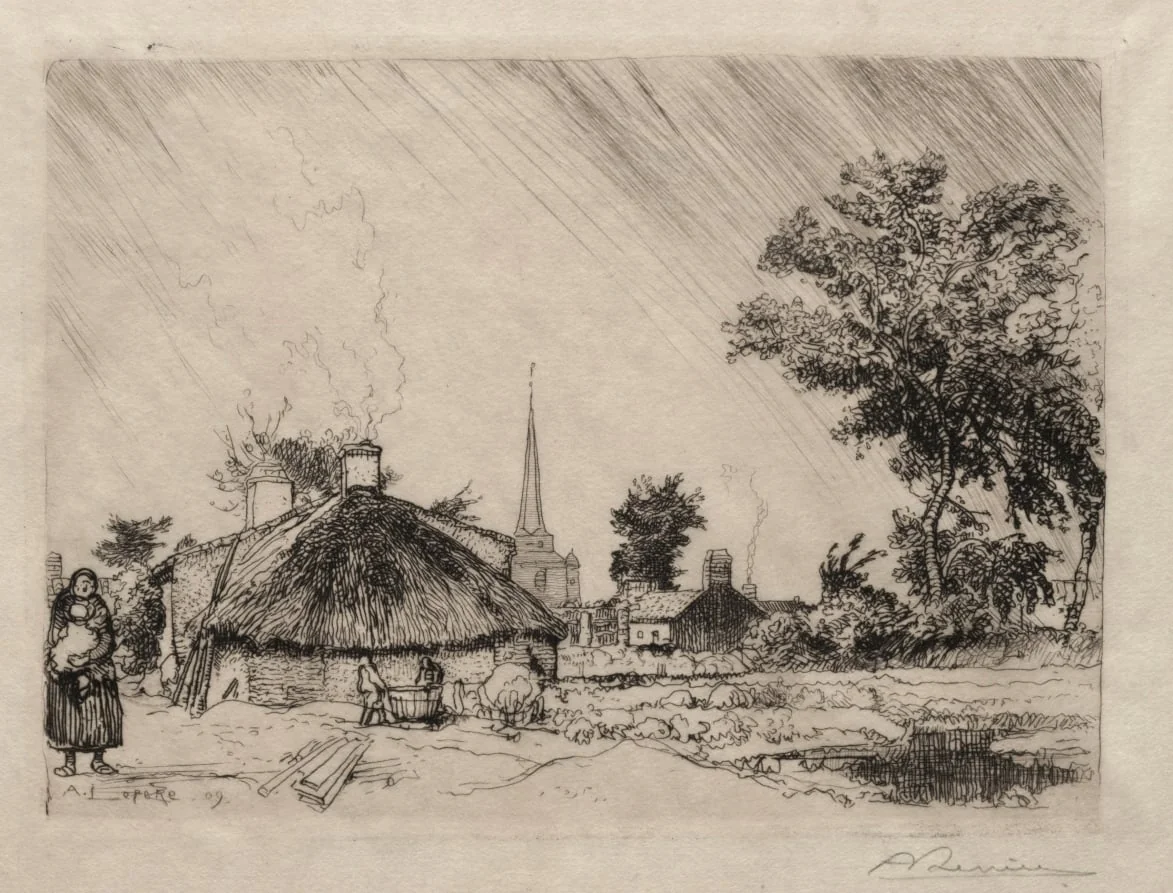 The Shower:  St. Jean-de-Monte, by Auguste Lepère, 1909