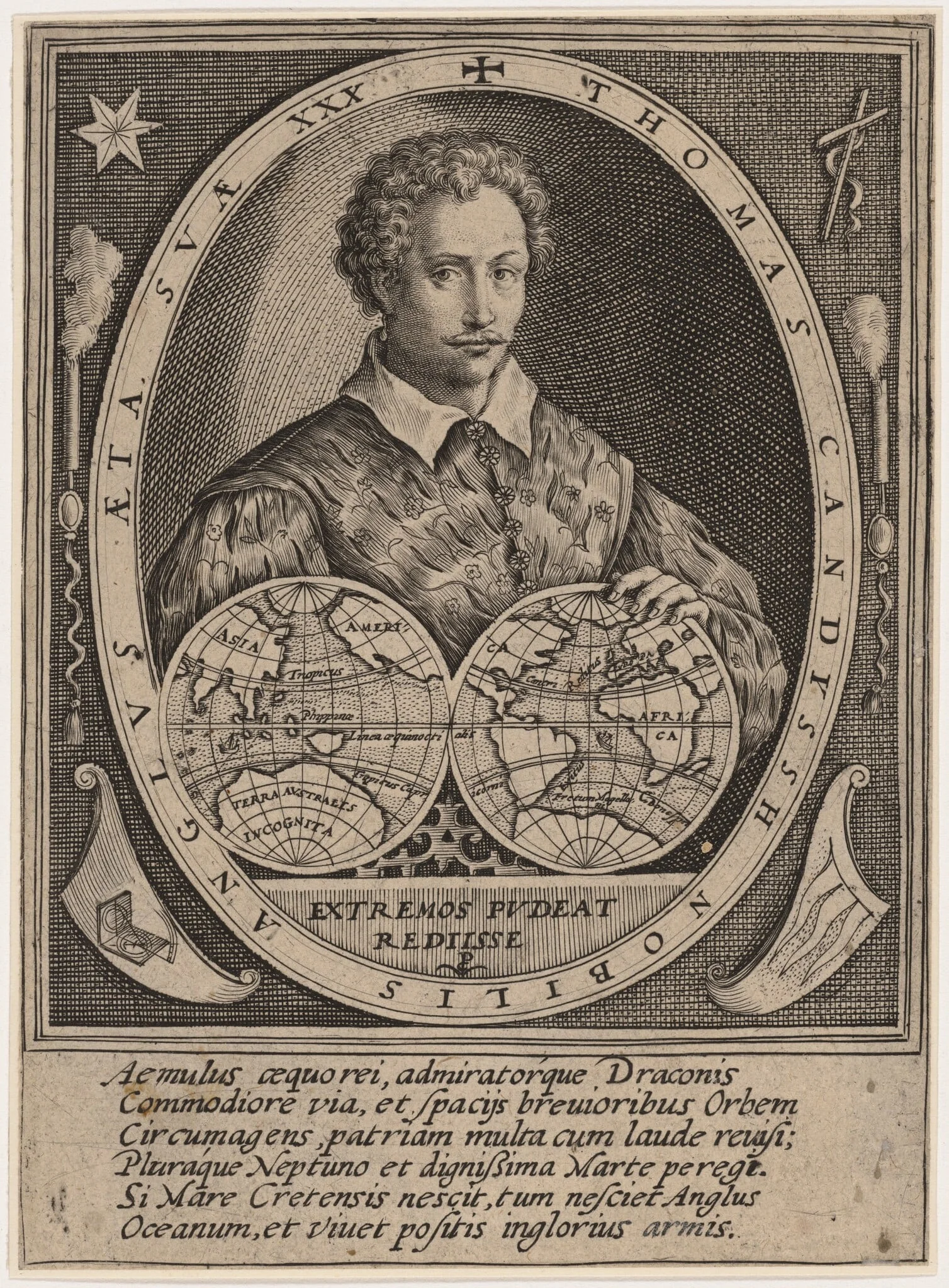 Thomas Cavendish, by Crispijn van de Passe I, ink, 1598