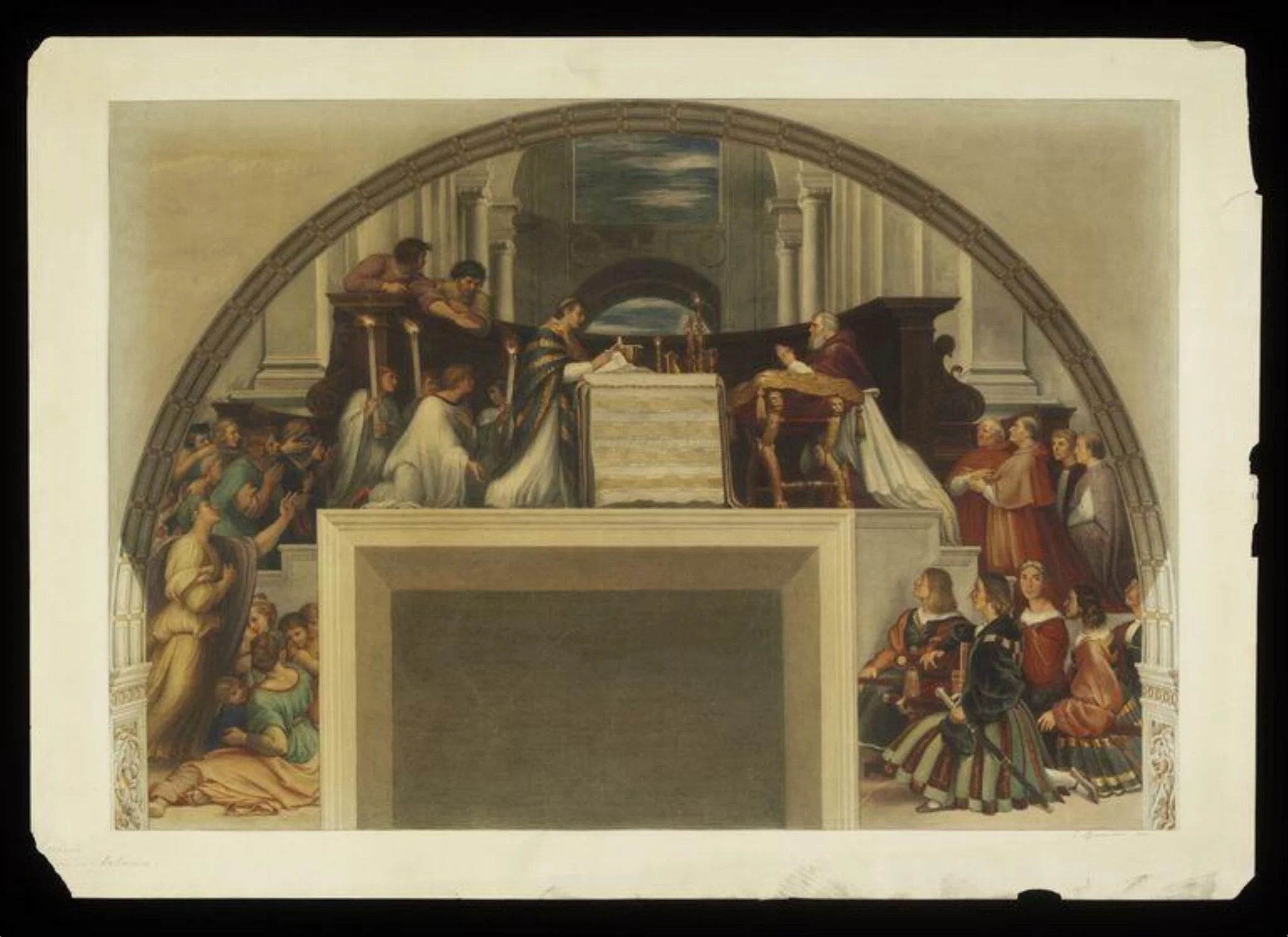 Copy after Raphael’s fresco representing the ‘Miracle of the Mass at Bolsena’ in the Stanza di Eliodoro (Vatican Palace, Rome, 1512-13), 1864.