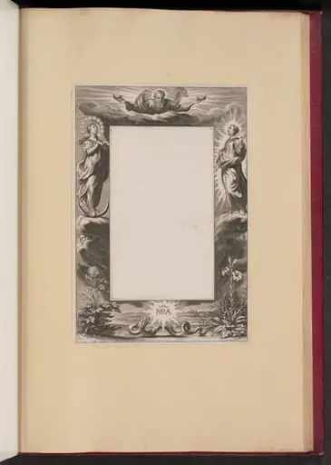 Border Illustration with God the Father, Two Saints, and a Serpent