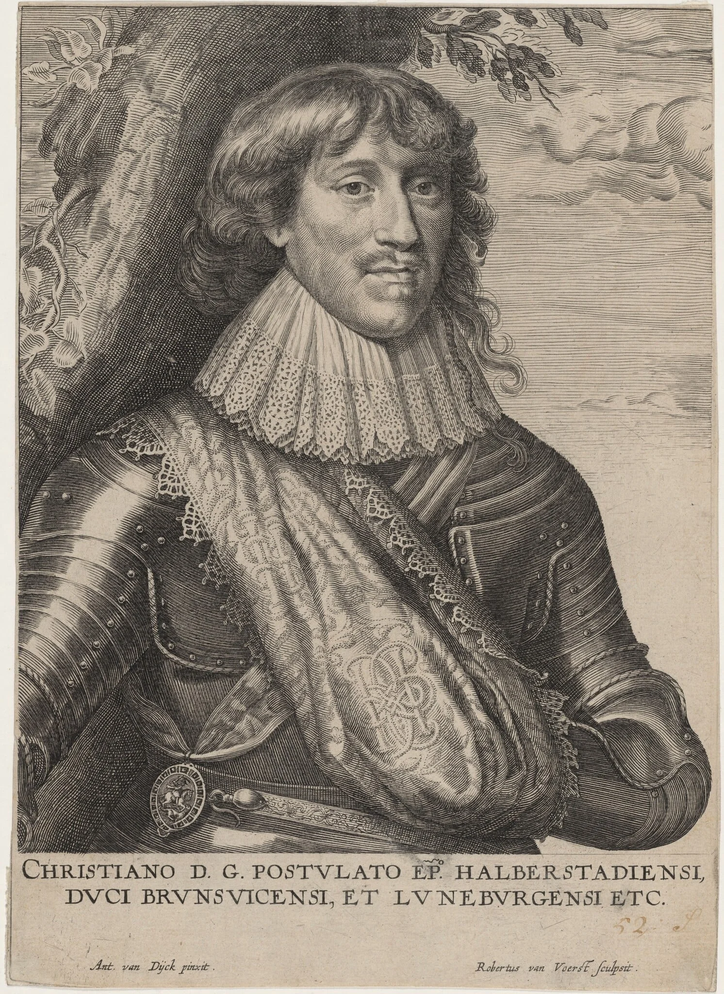 Christian, Duke of Brunswick, by Robert van Voerst, ink, 1616