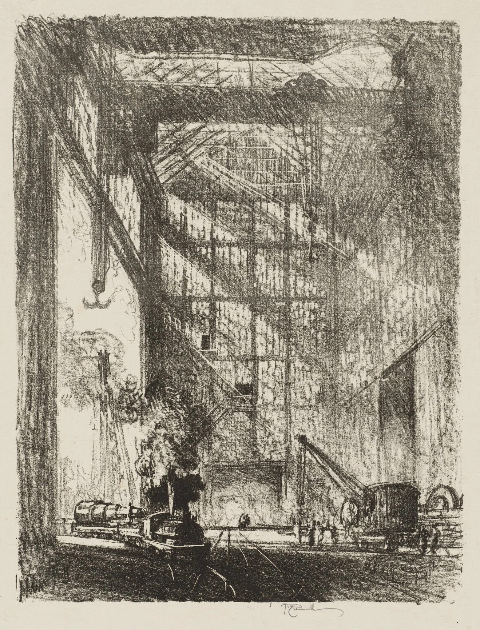 English War Work:  Bringing in the Gun, by Joseph Pennell, 1916