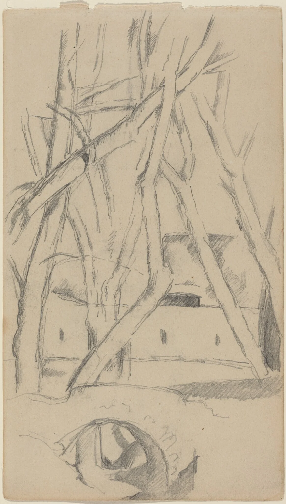 The Little Bridge [recto], by Paul Cezanne, graphite, 1880