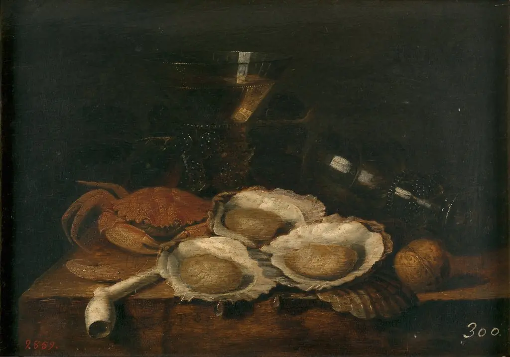 Still life with crab and oysters