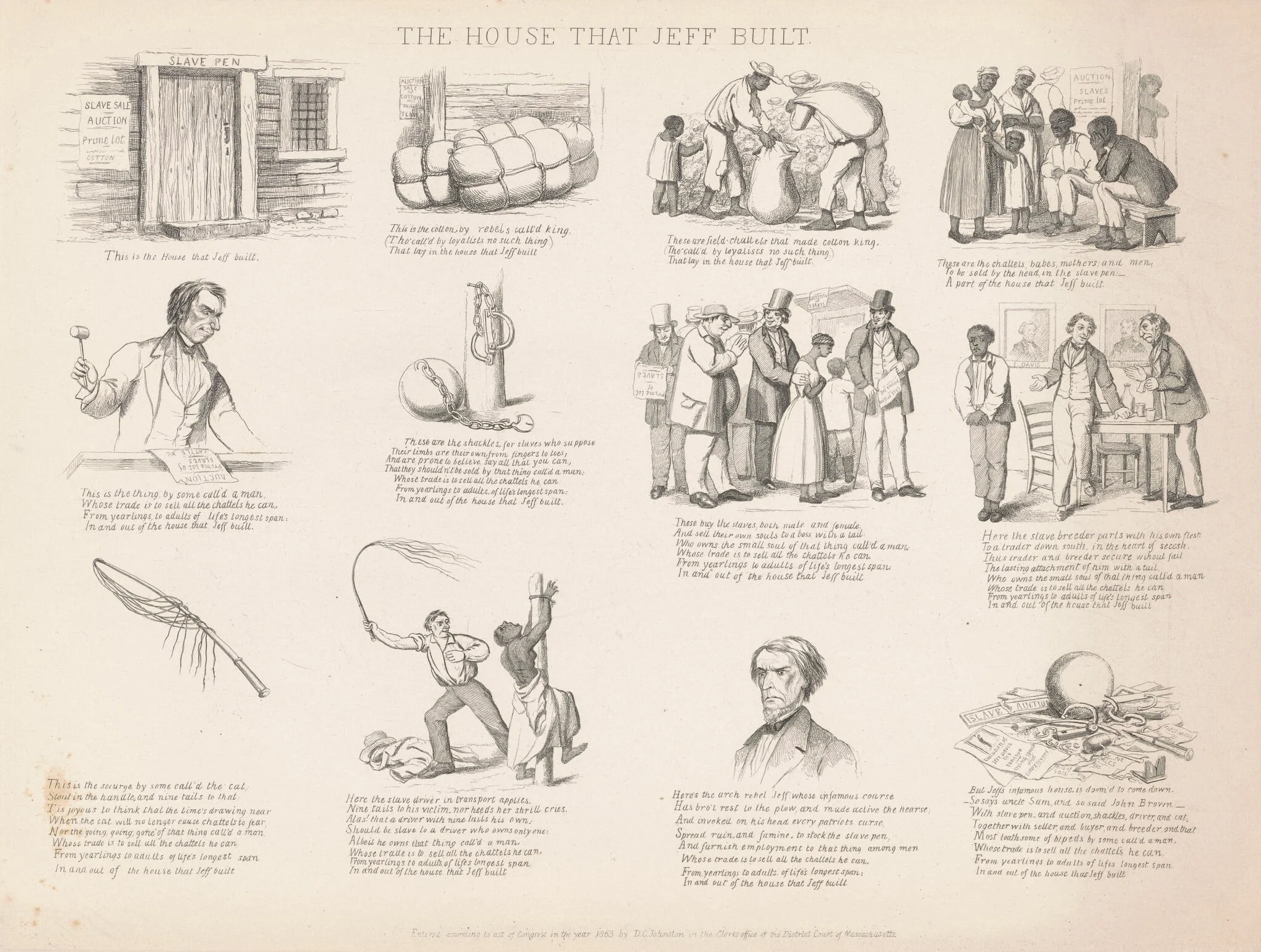 The House that Jeff Built, by David Claypoole Johnston, ink, 1863