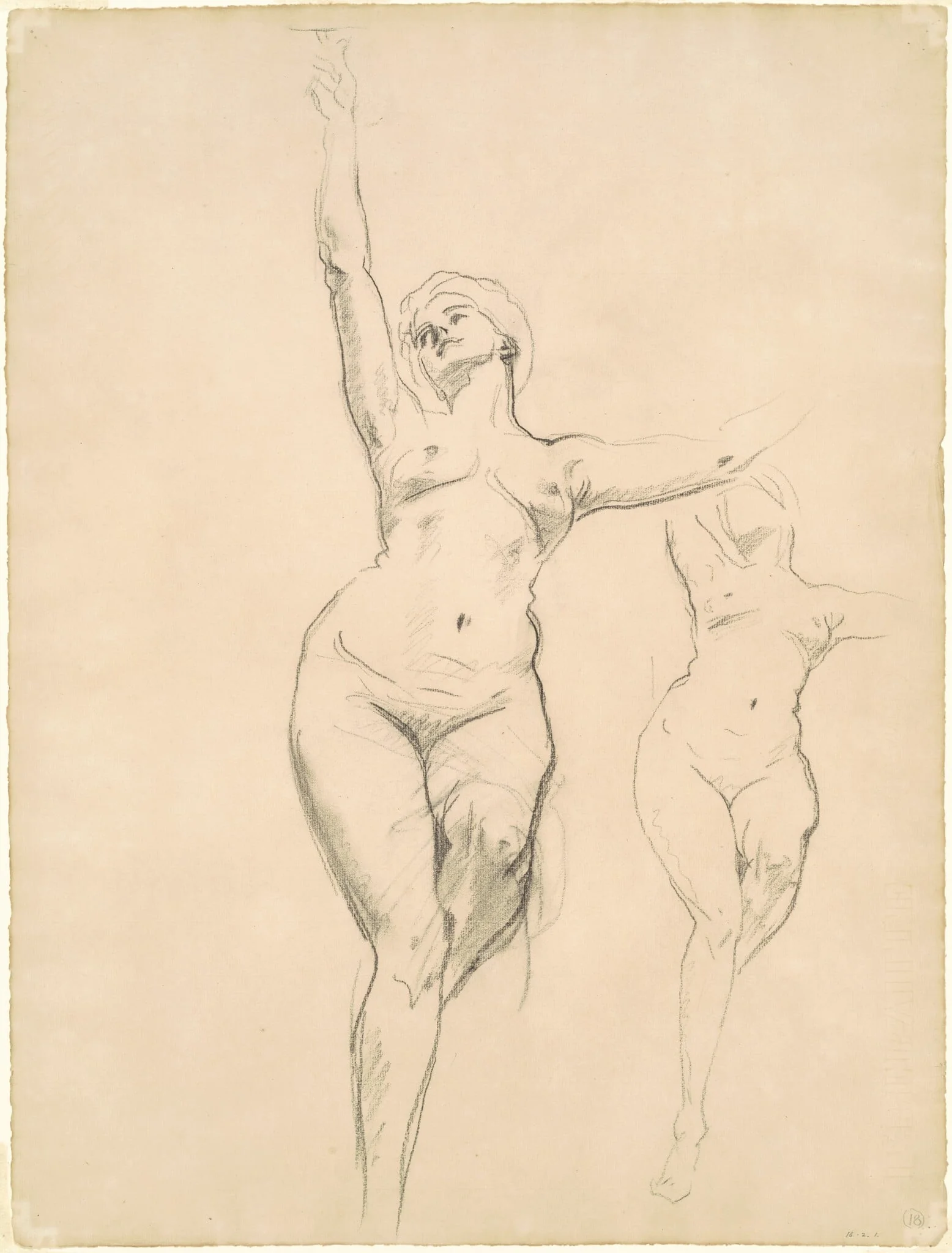 Studies of Victory for "Death and Victory", by John Singer Sargent, charcoal, 1921