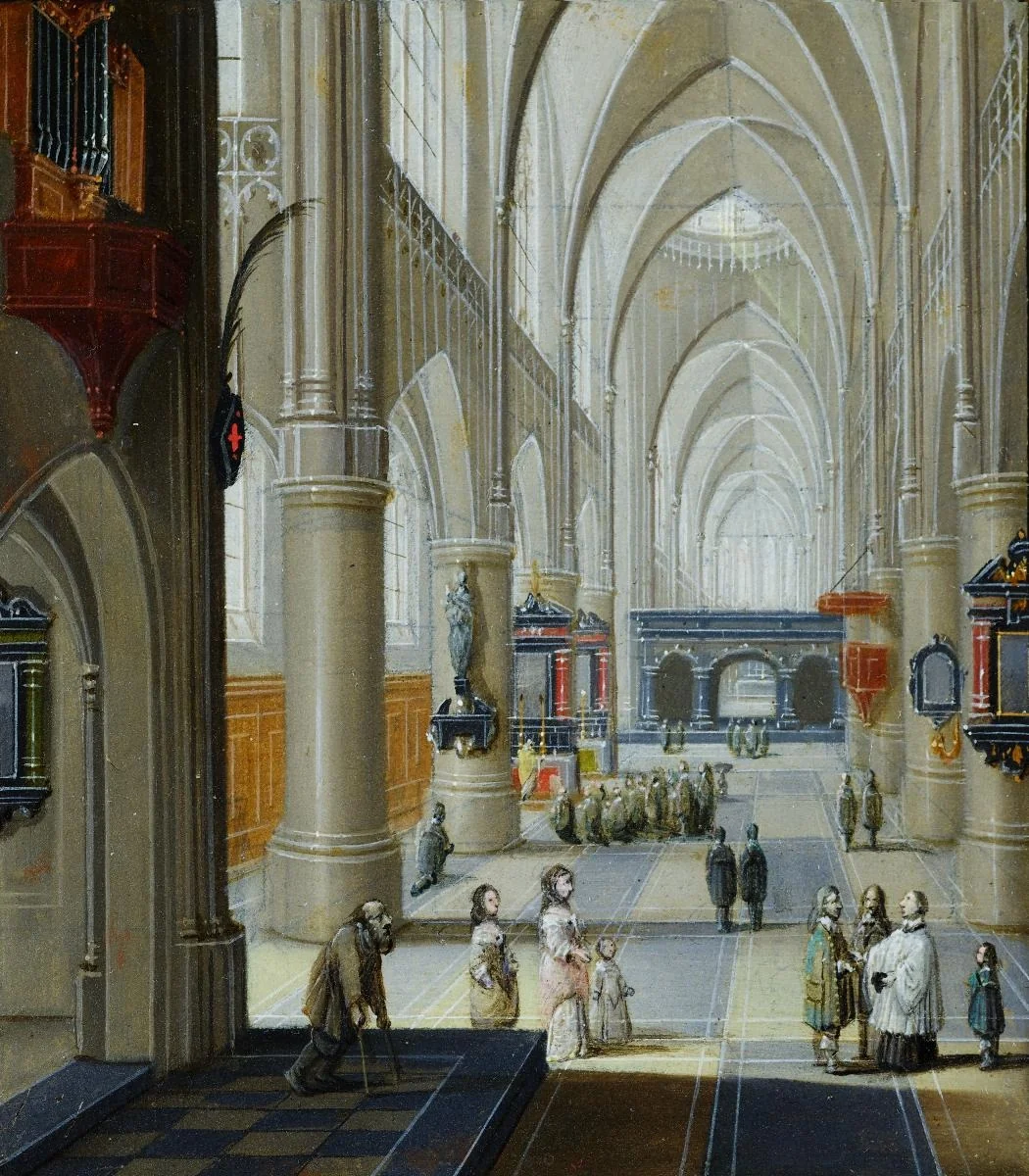 Zwei Kircheninterieurs (Bildpaar). Kircheninterieur: Am Tag, by Pieter Neefs the Younger, oil, 1654