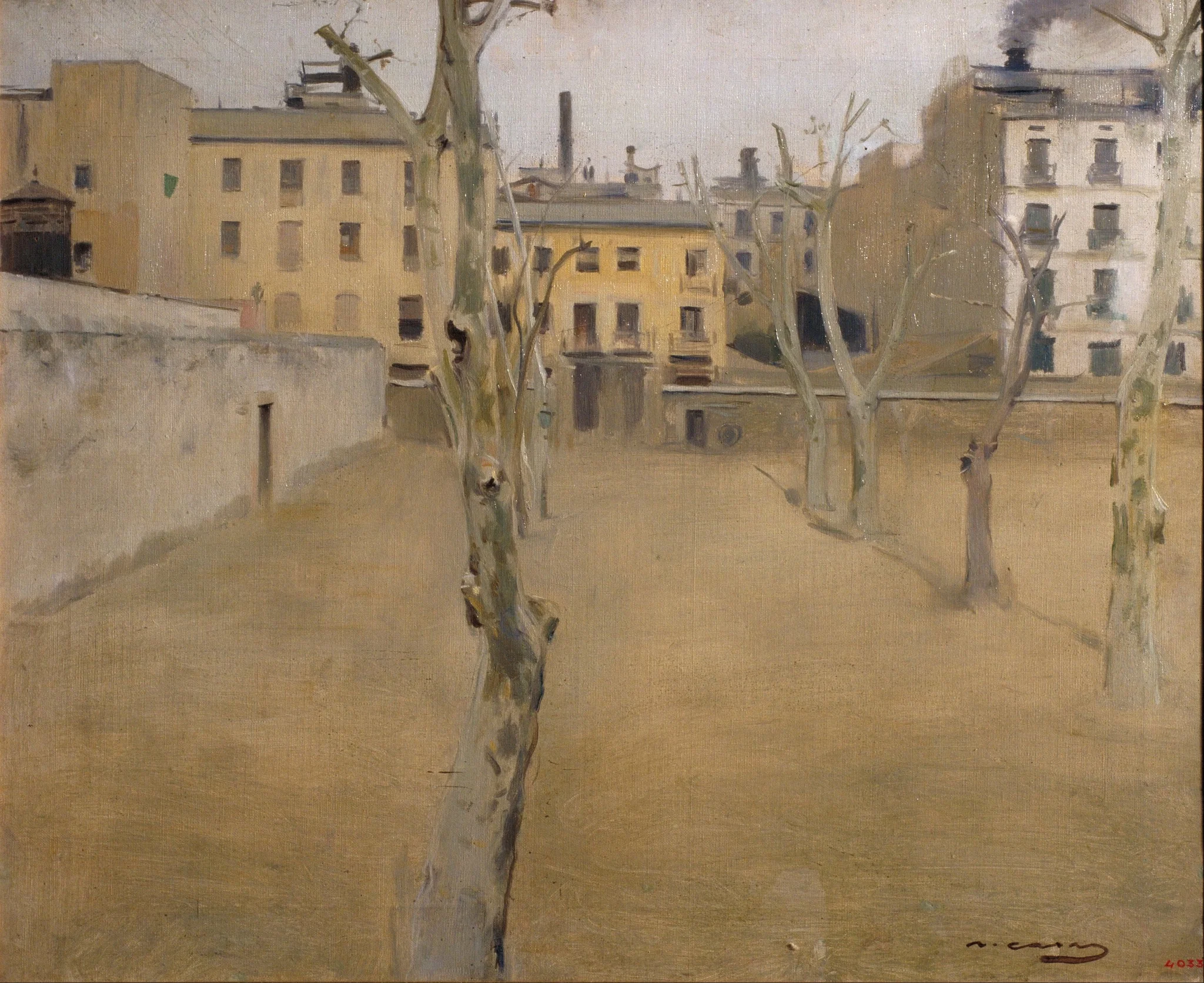Courtyard of the old Barcelona prison (Courtyard of the 'lambs'), by Ramon Casas, oil, 1898