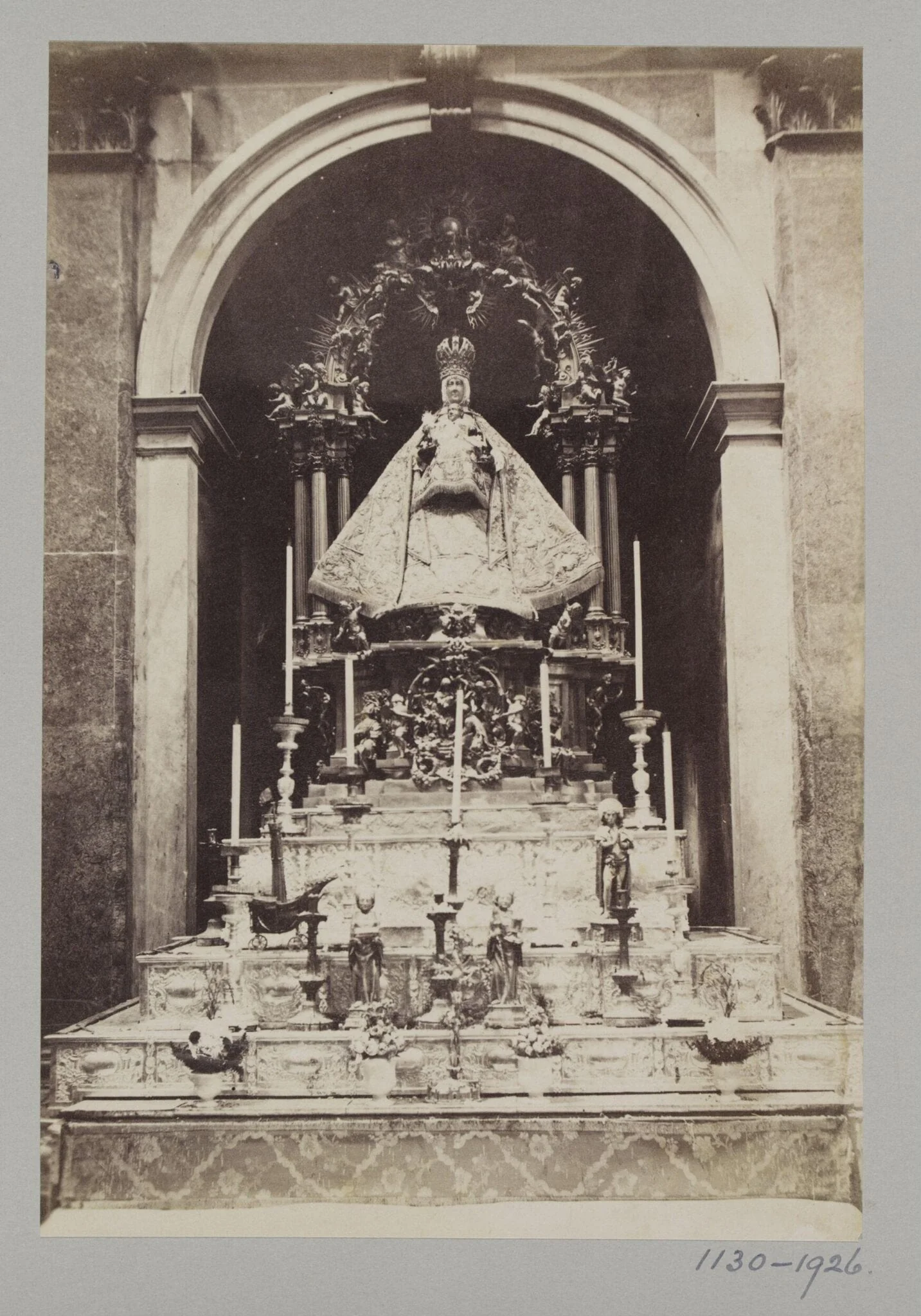 Sculpture of the Virgen del Sagrario, patron of Toledo, housed in the altarpiece of the Capilla del Sagrario in the Cathedral of Toledo
