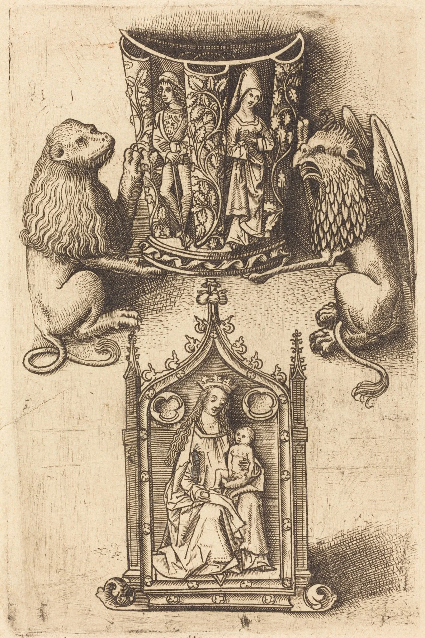 Design for a Beaker and a Pax, by Master of St. Sebastian, ink, 1480
