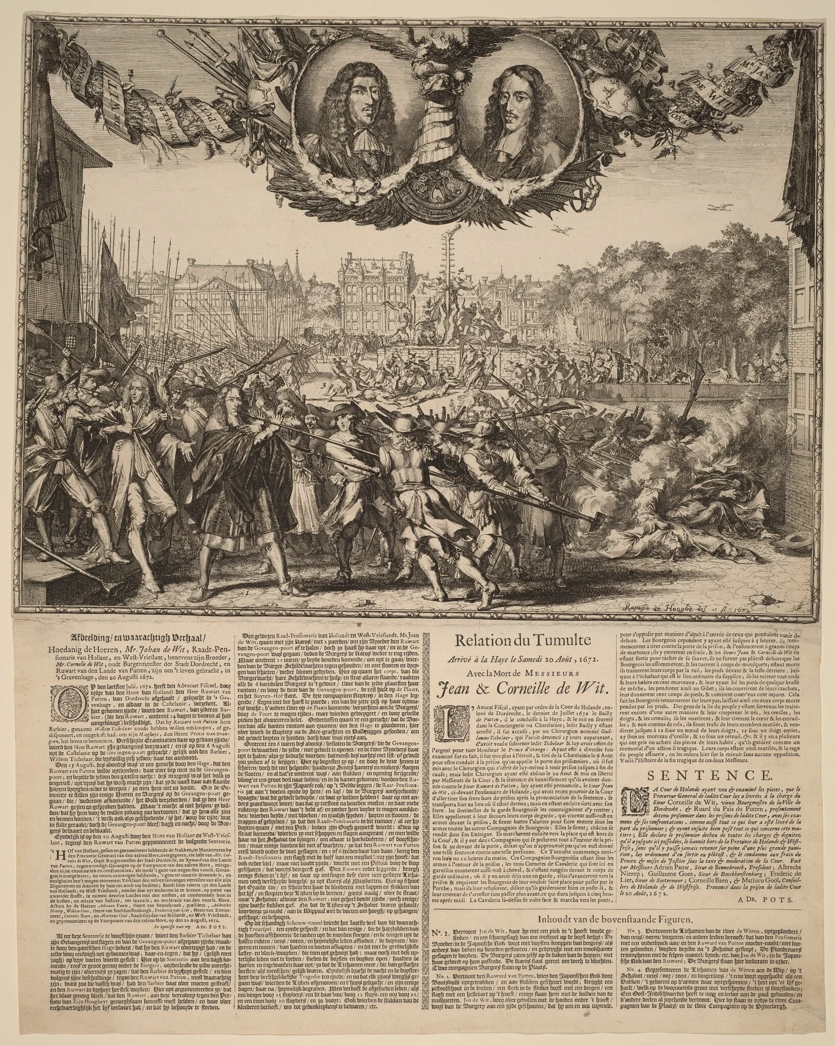 Afbeelding en waarachtigh Verhaal... (Representation of the True Story of Johan de Witt...), by Romeyn de Hooghe, ink, 1672