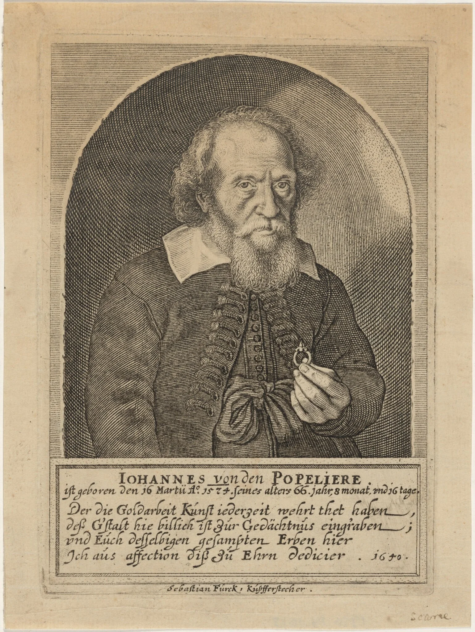 Johannes van den Popeliere, by Sebastian Furck, ink, 1628