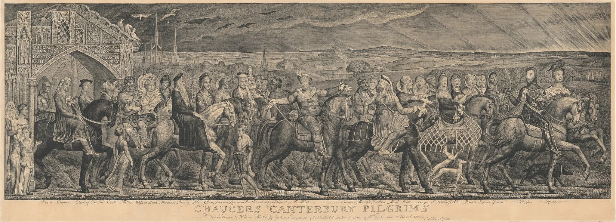 The Canterbury Pilgrims, by William Blake, ink, 1810