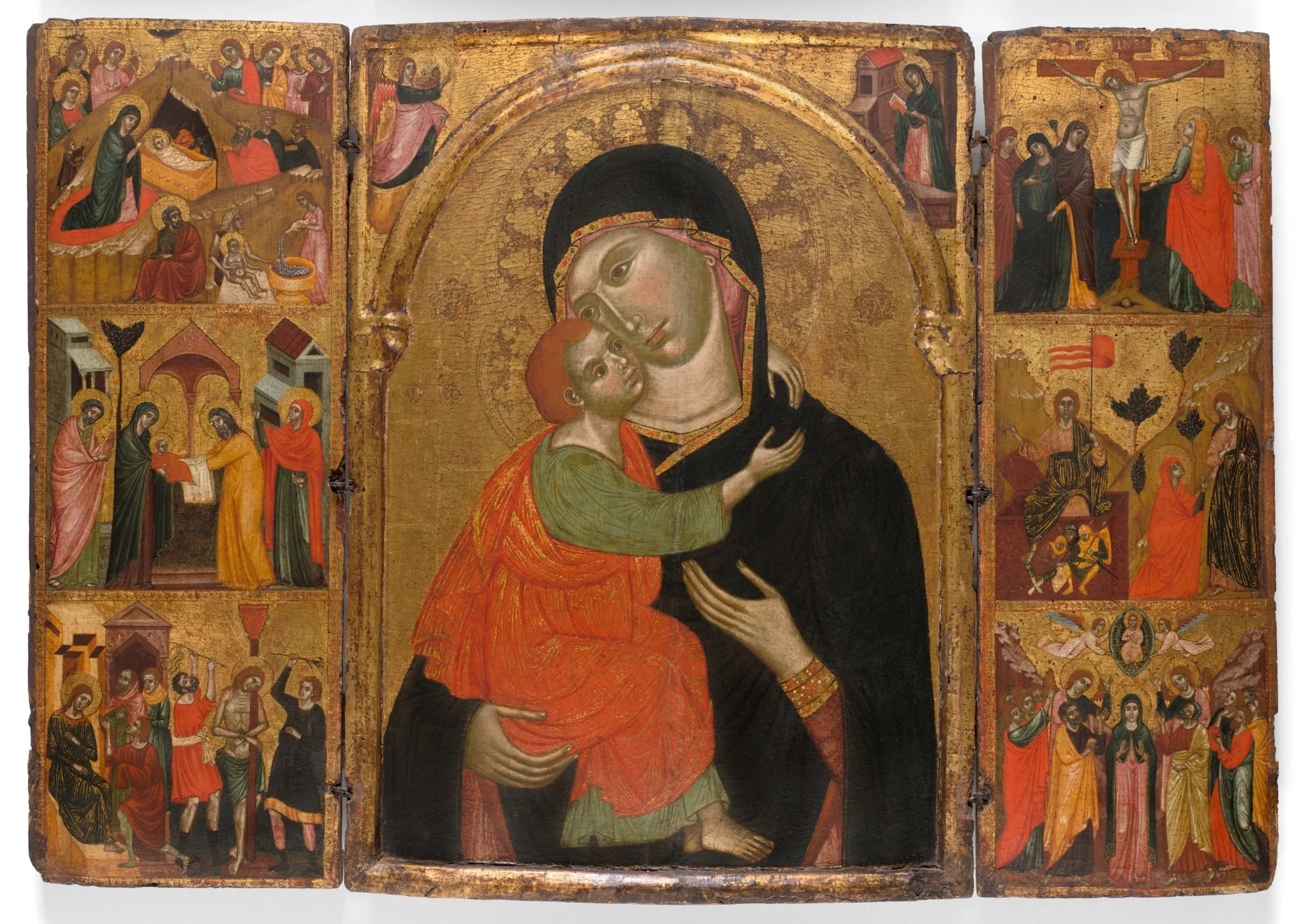Triptych of the Virgin and Child with Scenes from the Life of Christ, by Venetian, tempera, 1320