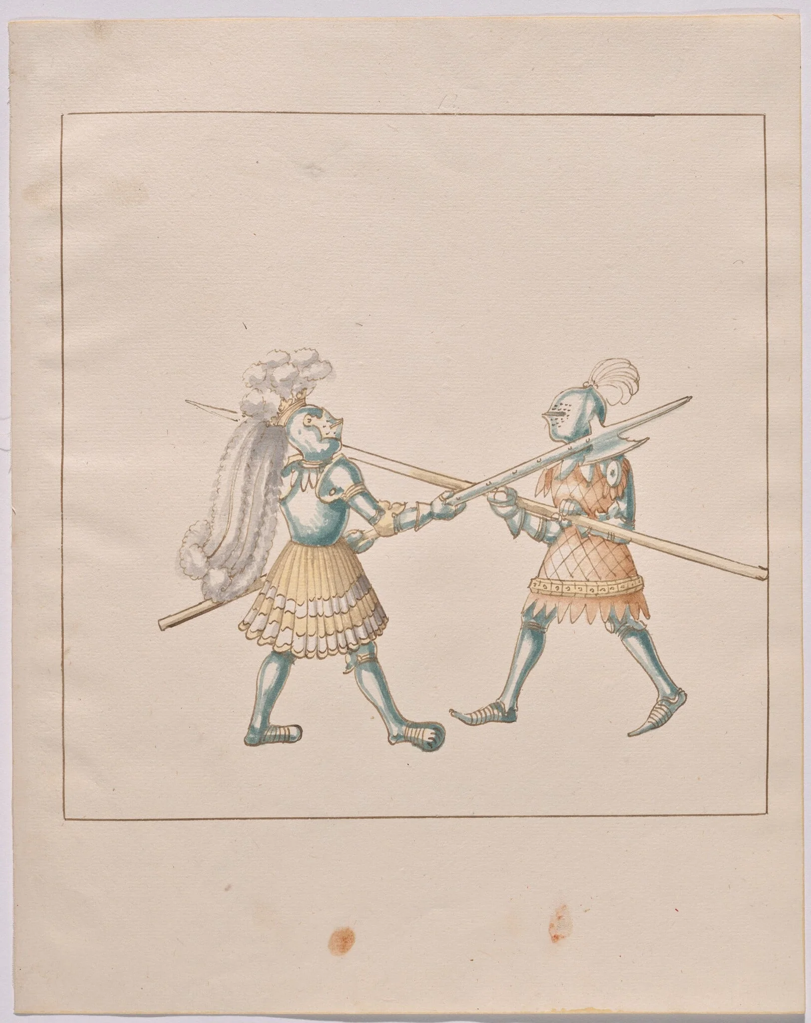 Foot Combat with Halberds, by German 16th Century, ink, 1514