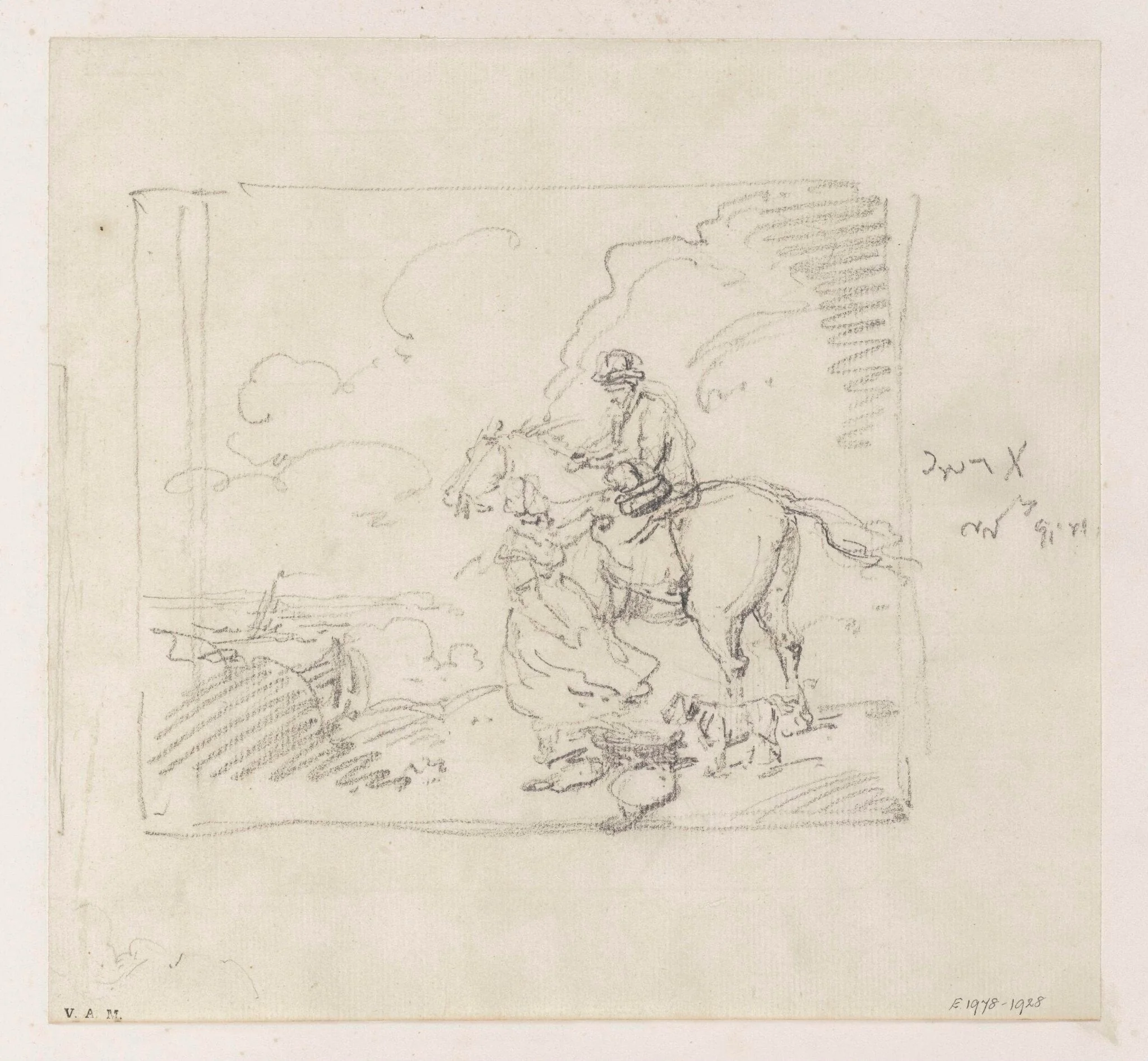 A horseman approached by a woman selling fish, by George Chinnery, 19