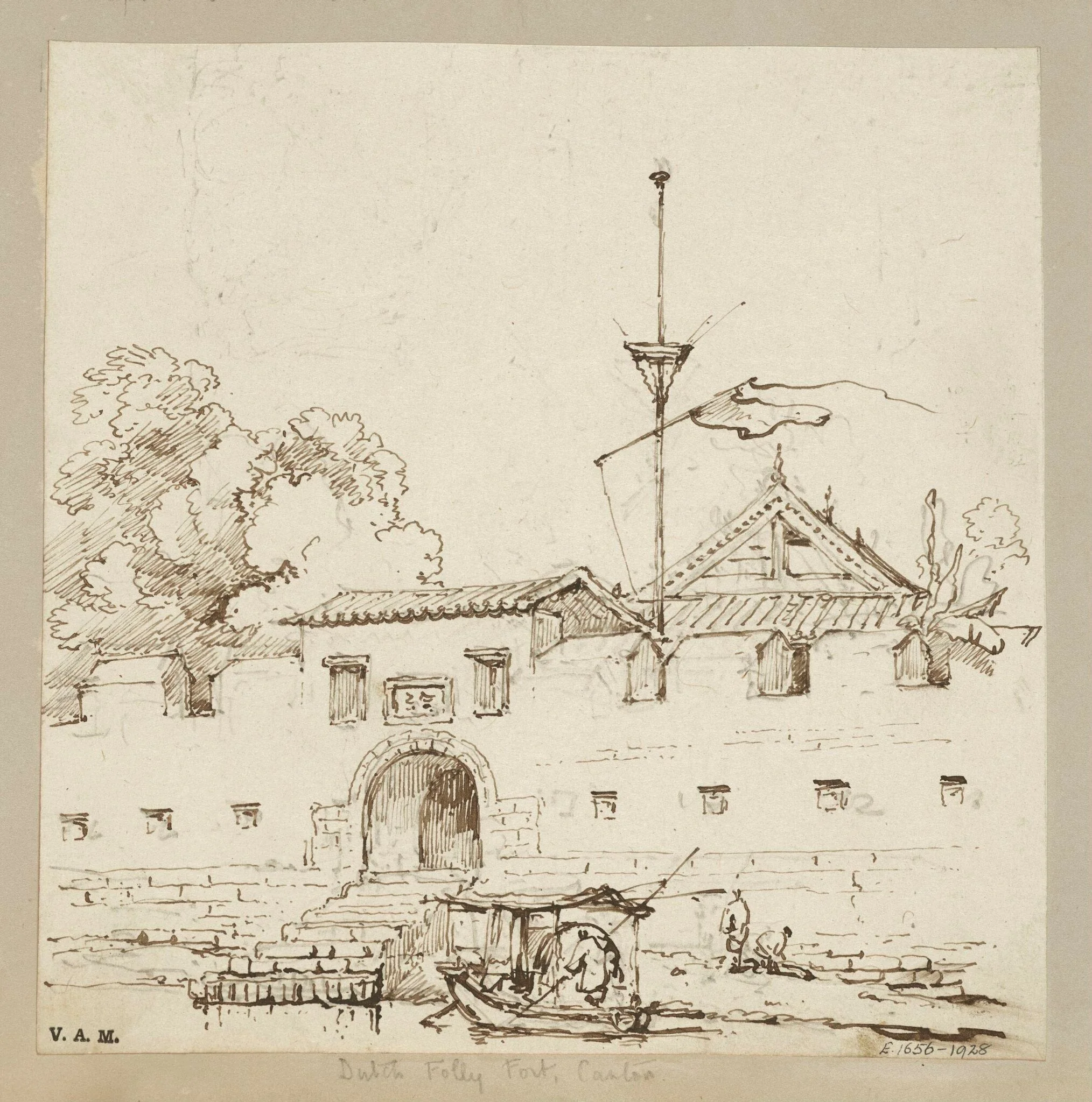 The 'Dutch Folly Fort', Canton, by George Chinnery, 19