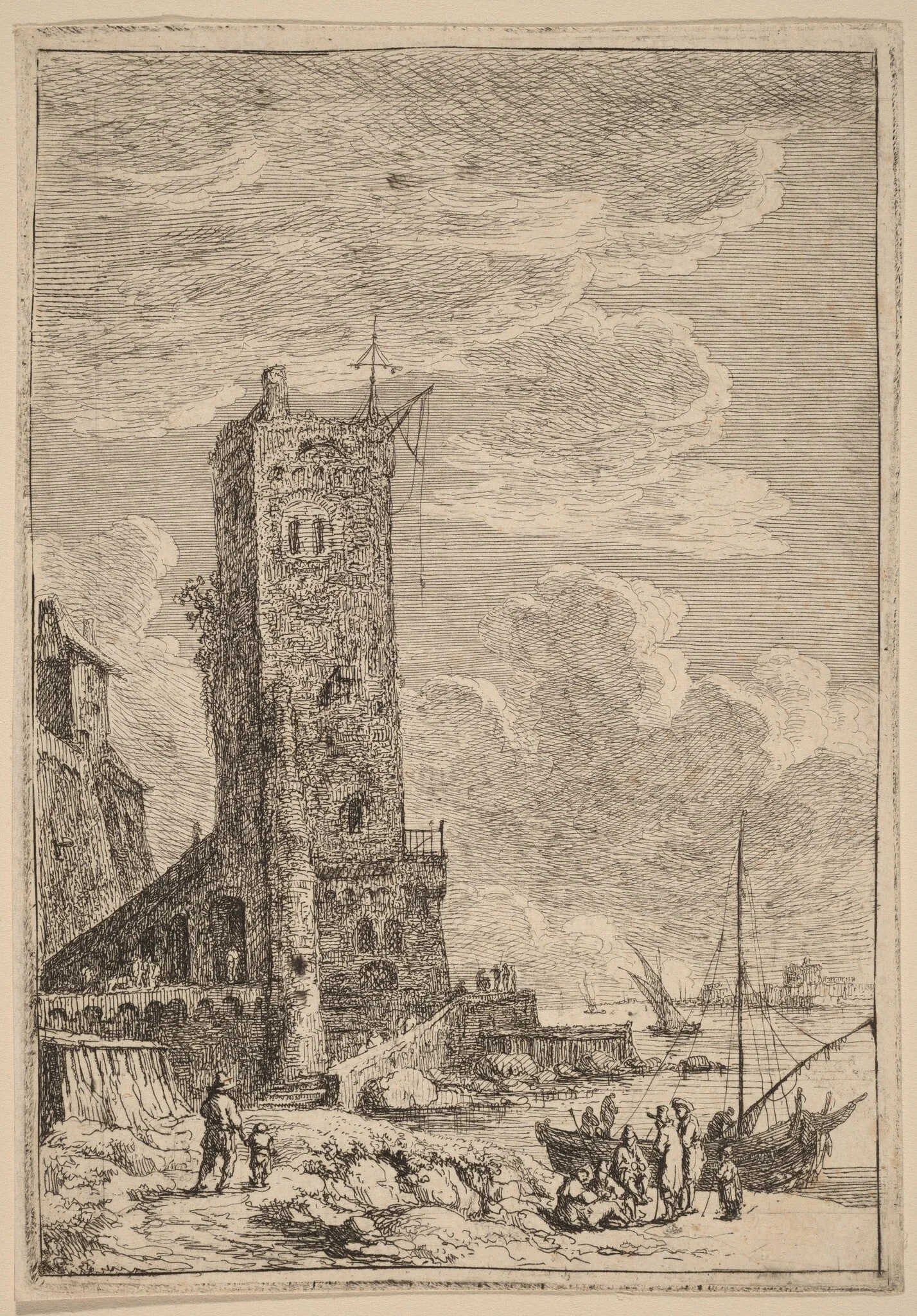 Harbor at Livorno, by Franz Edmund Weirotter, ink, 1764