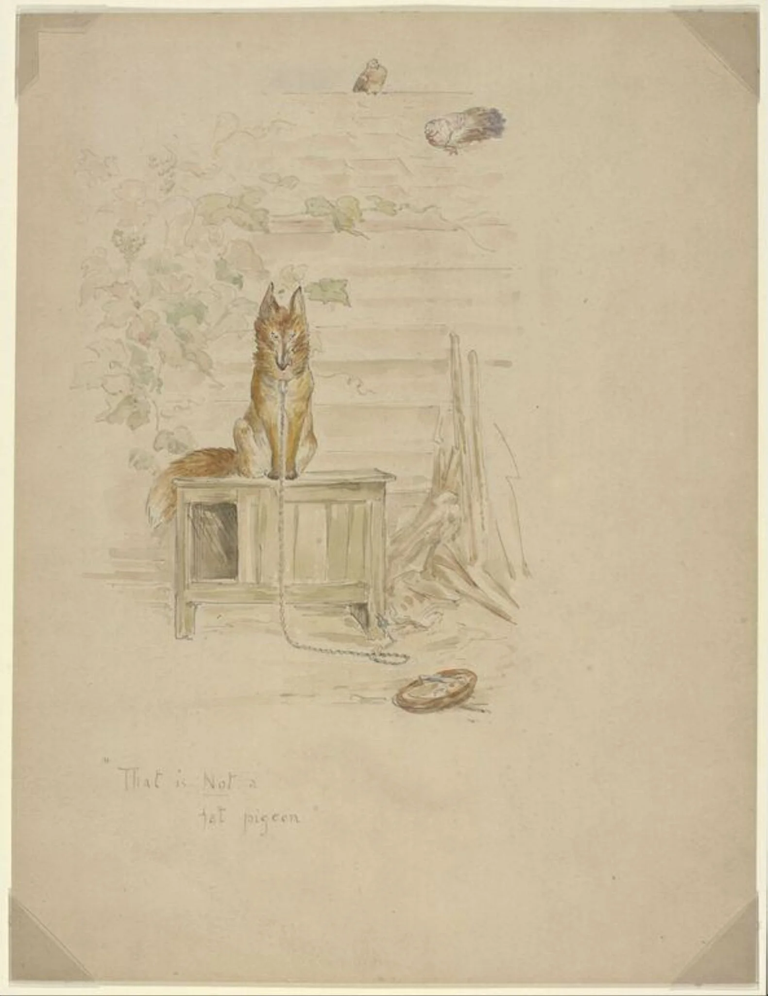 The Fox and the Grapes, by Beatrix Potter, watercolor, 1895