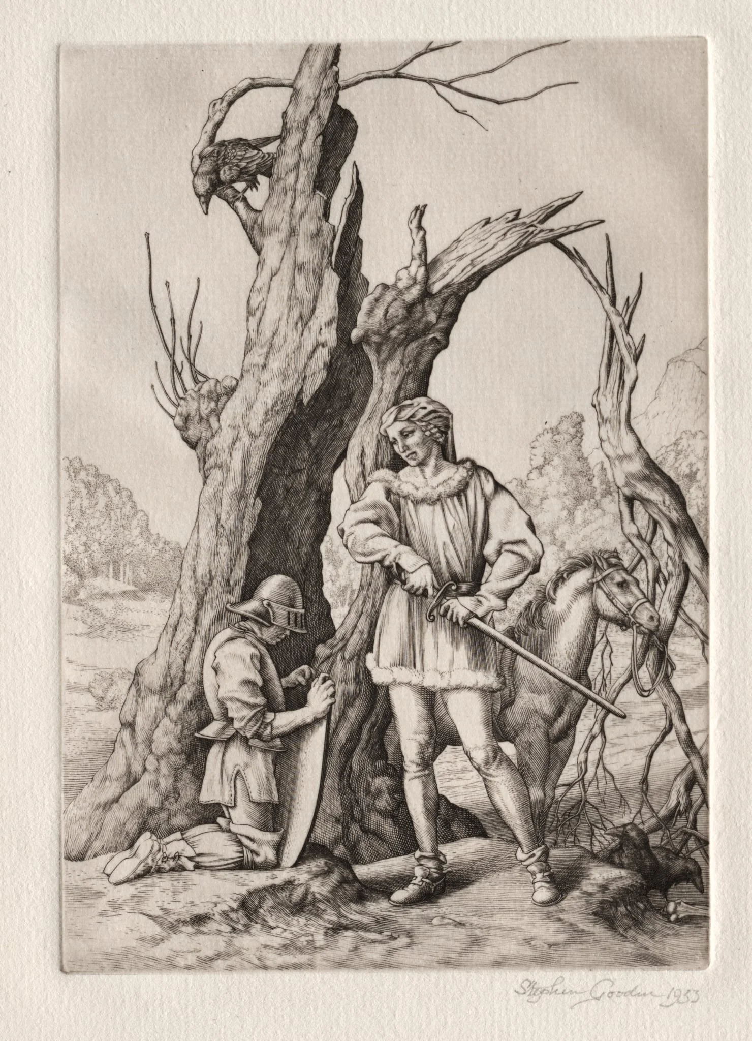 Illustration for "Peronnik the Fool":  Peronnik and Sir Gilles