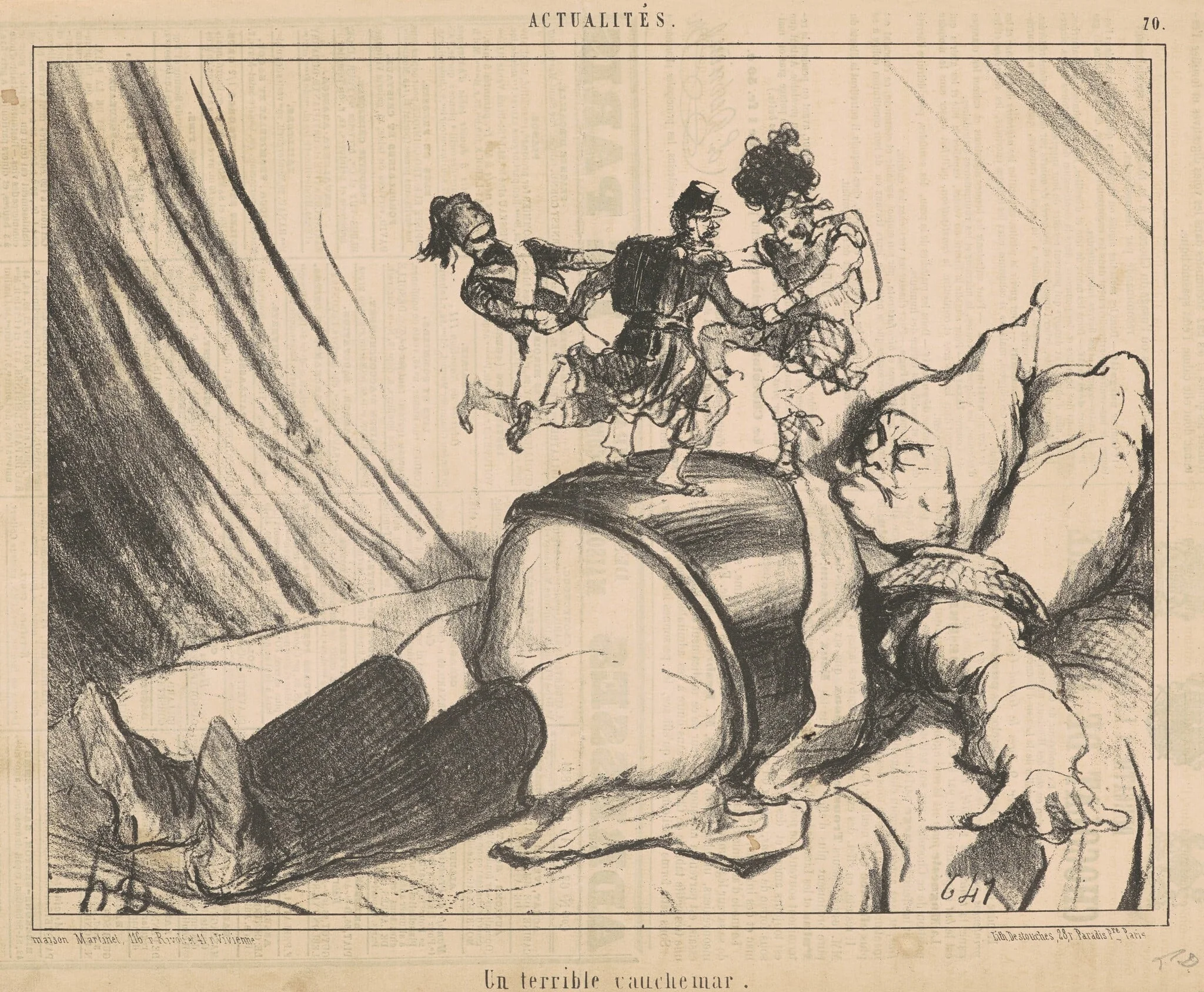 Un terrible cauchemar, by Honoré Daumier, ink, 1854
