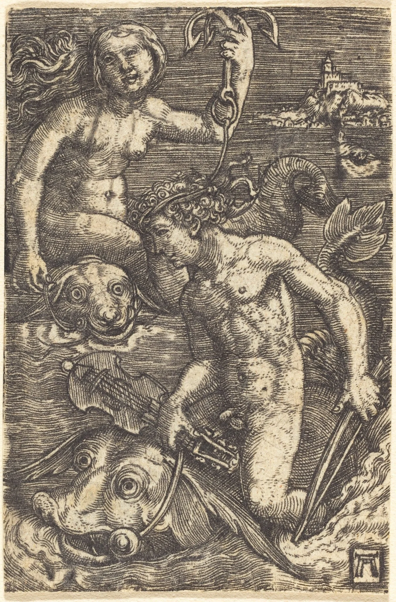 Arion and a Nereid, by Albrecht Altdorfer, ink, 1522