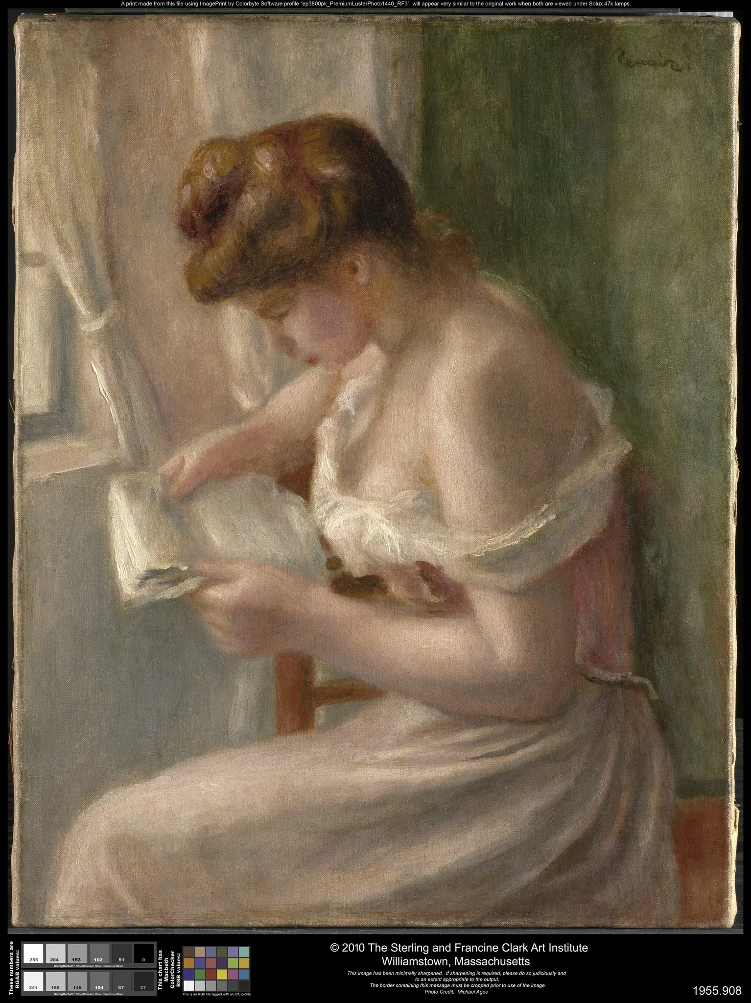Woman Reading, by Auguste Renoir, oil, 1898