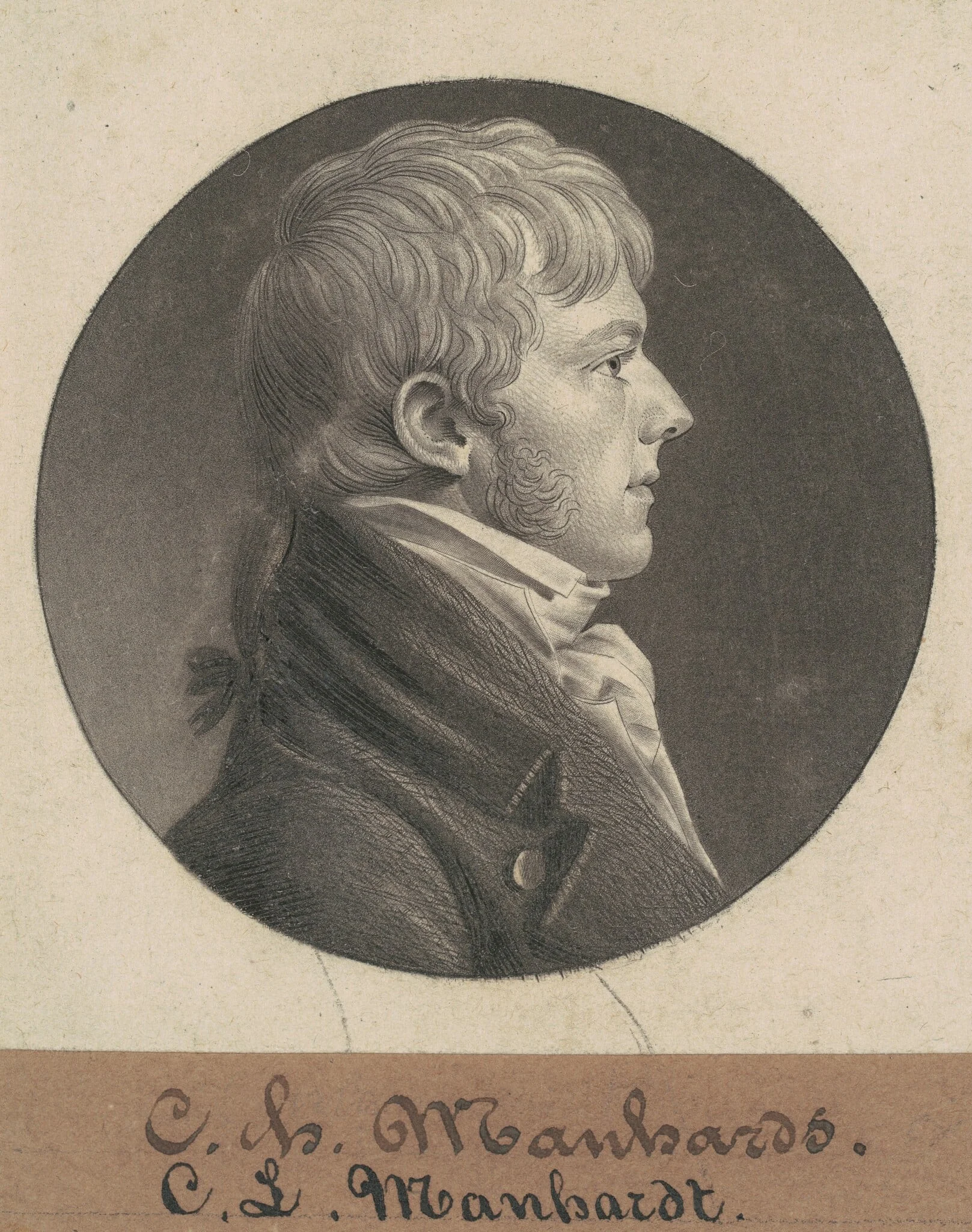 Christian Luis Mannhardt, by Charles Balthazar Julien Févret de Saint-Mémin, ink, 1804