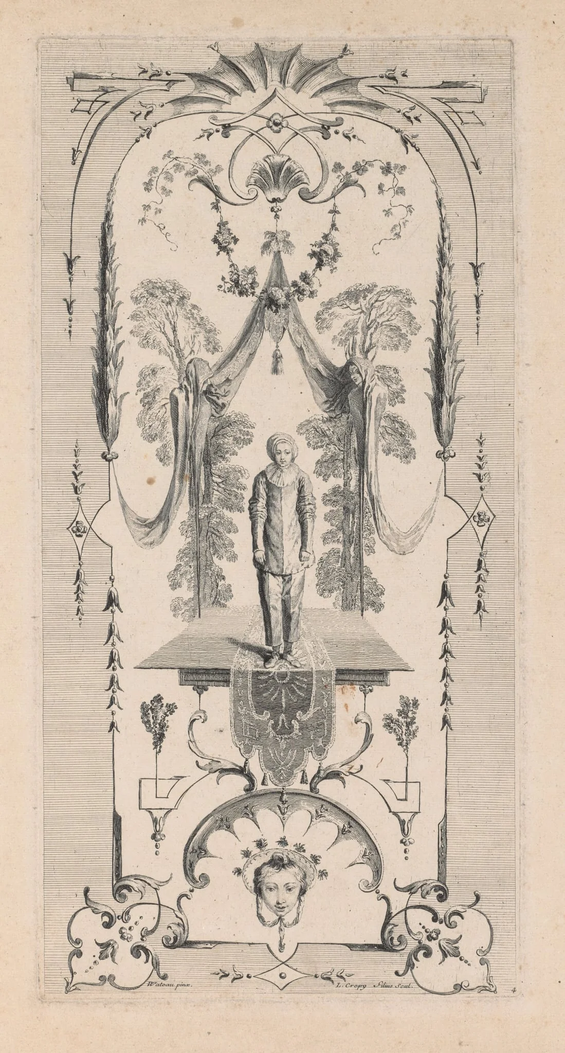 Pierrot, Arabesque, by Louis Crépy, 1704