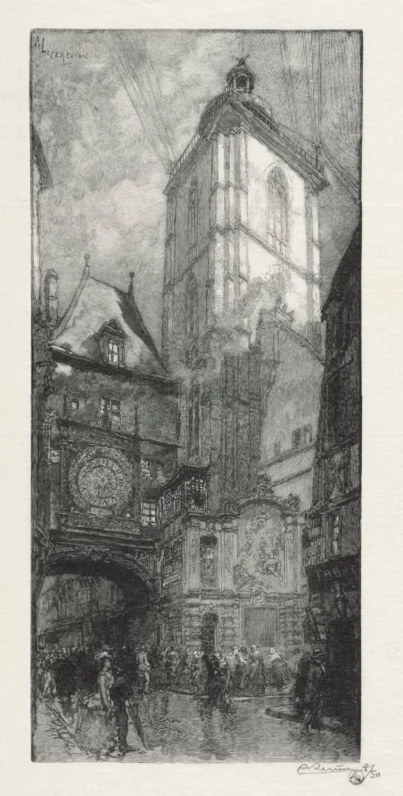 Rouen Illustré:  La Gros Horloge, by Auguste Lepère, 1888