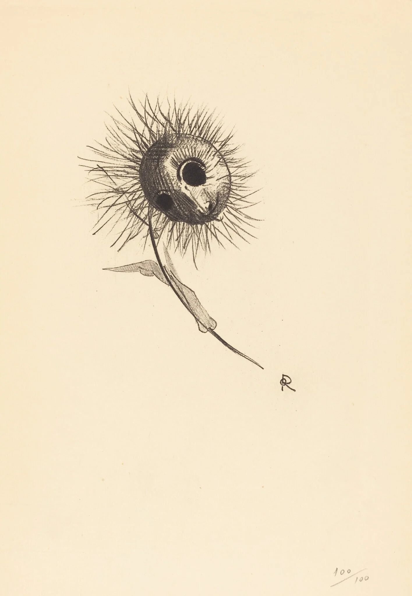 Cul-de-Lampe, by Odilon Redon, ink, 1890