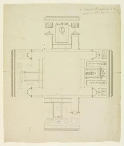 Elevations of the interior walls of the Hall, Combe Bank.