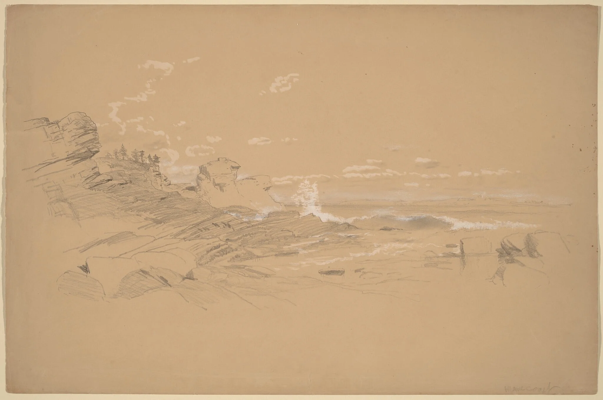 Maine Coast, by Aaron Draper Shattuck, gouache, 1861