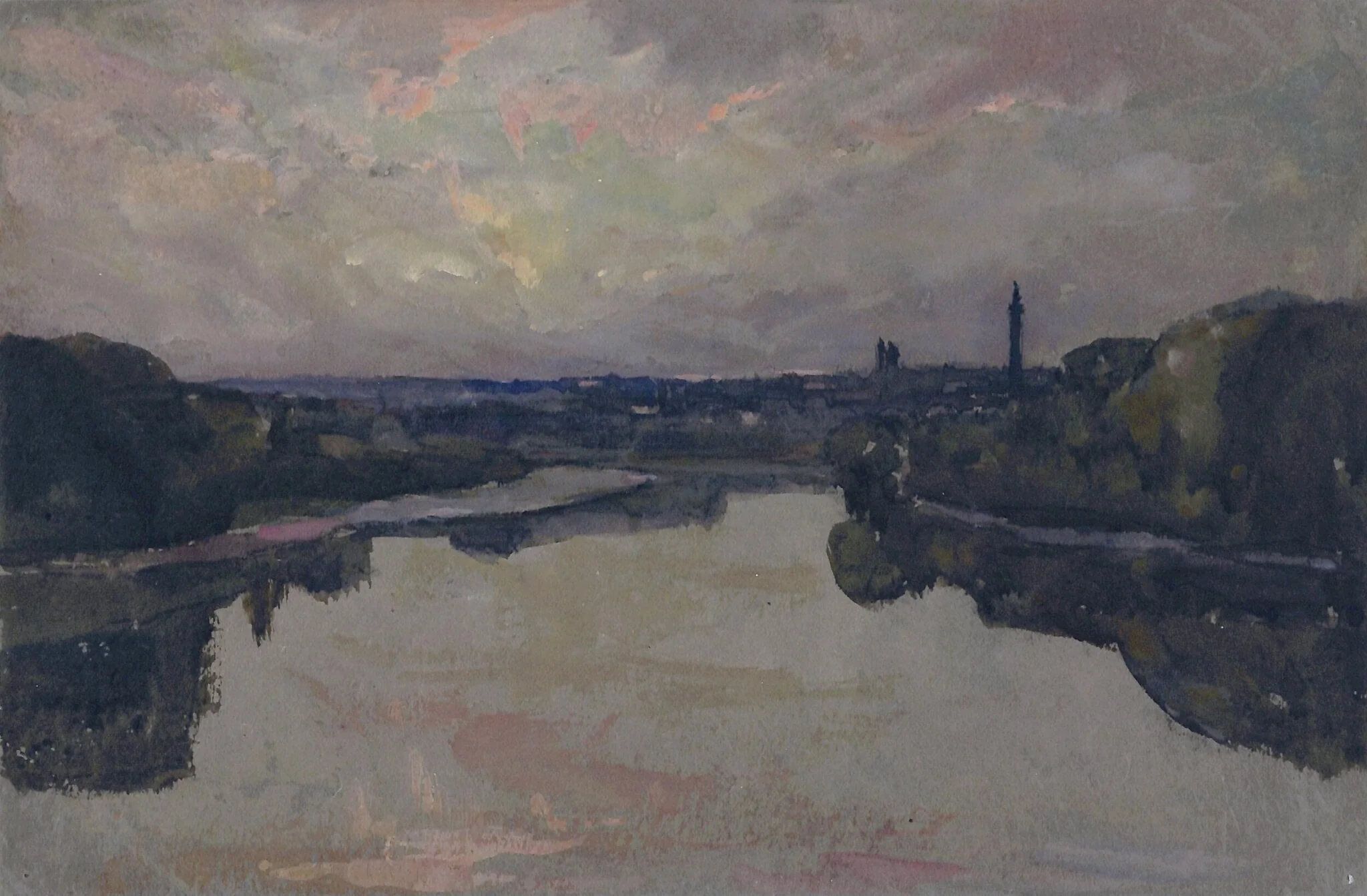 River - Sunset, by Francis Armstrong, watercolor, 1870
