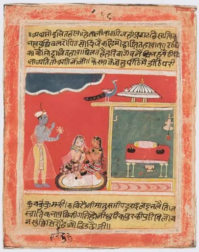 Krishna and Radha Avoid Embarrassment: Mottaita Bhava, from a Rasikapriya