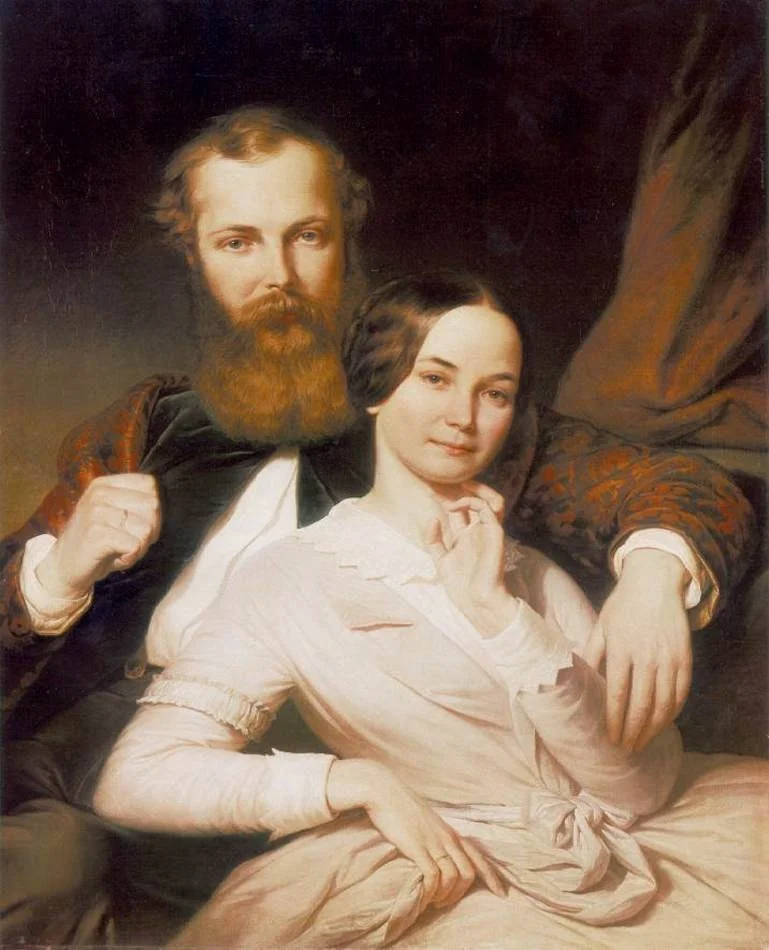 The Composer Mihály Mosonyi and His Wife, by Henrik Weber, oil, 1845