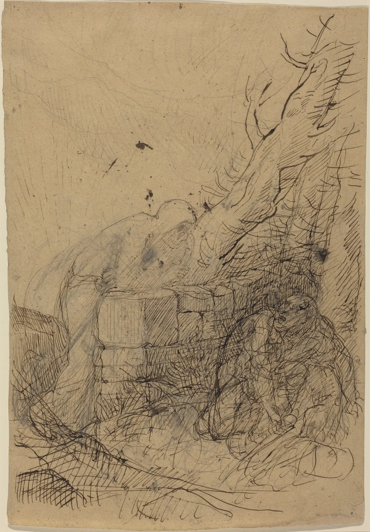Death and the Woodcutter, by Alphonse Legros, ink, 1874